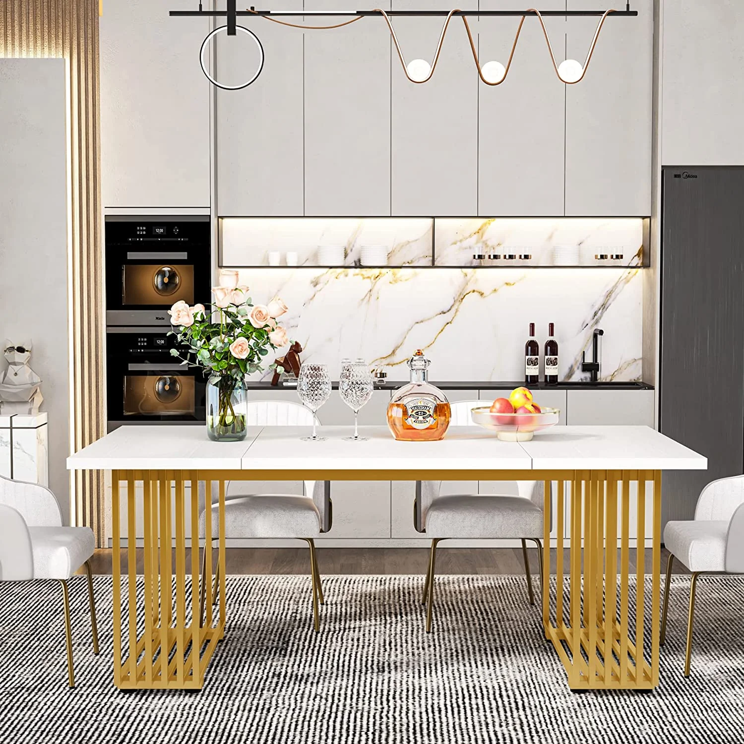 Modern Dining Table, 70.8 Inches Kitchen Table for 6-8 People - Image 5