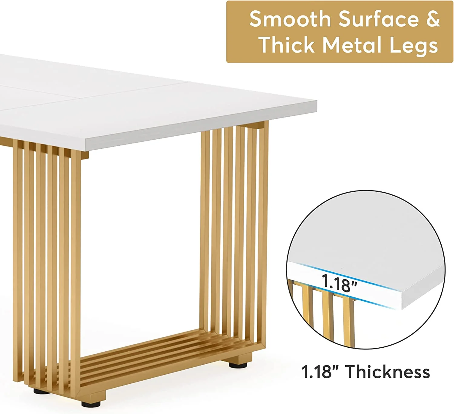 Modern Dining Table, 70.8 Inches Kitchen Table for 6-8 People - Image 7