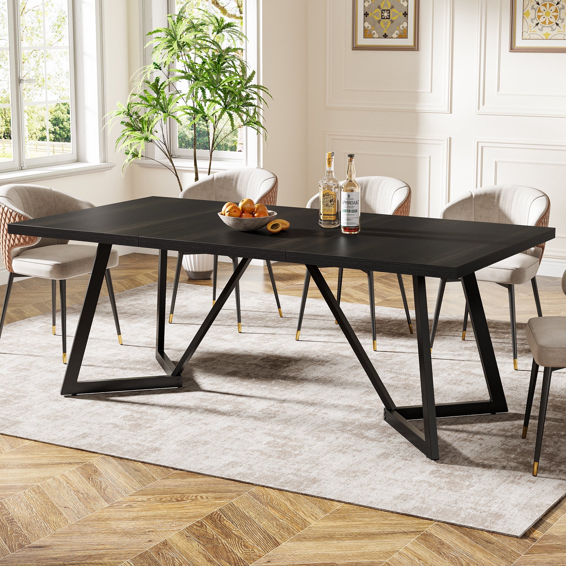 70.8" Dining Table, Modern Rectangular Kitchen Table for 6-8