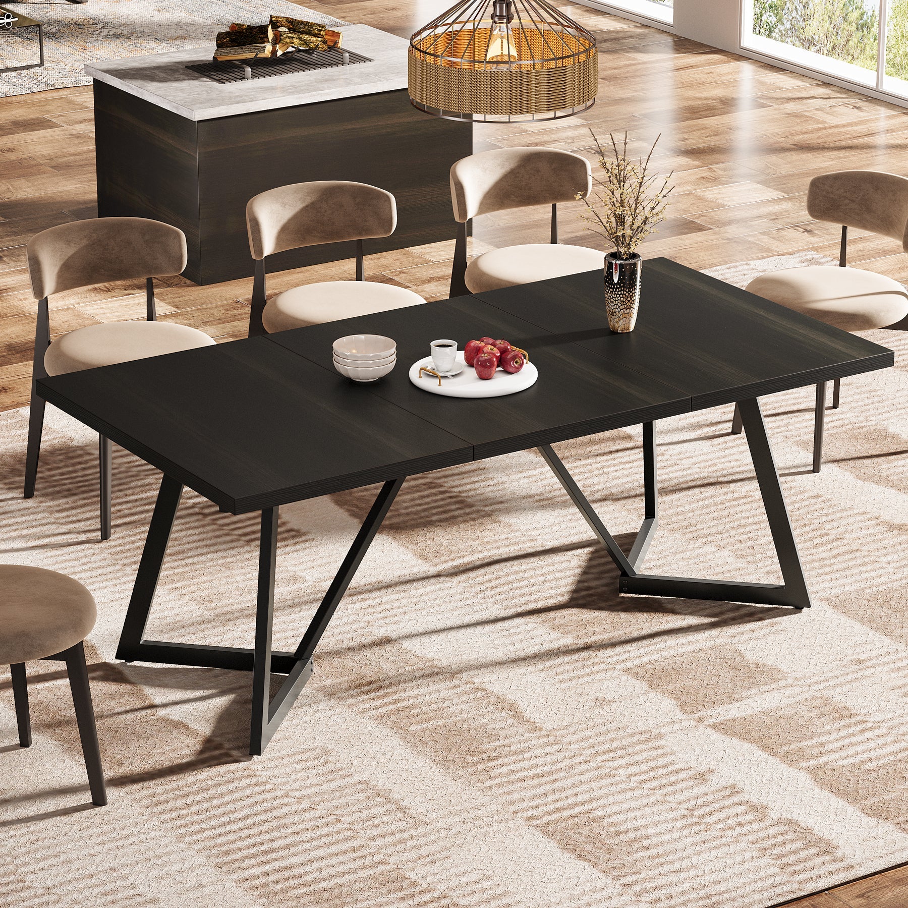 70.8" Dining Table, Modern Rectangular Kitchen Table for 6-8 - Image 3