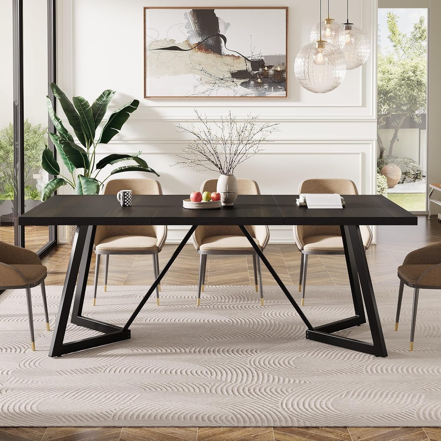 70.8" Dining Table, Modern Rectangular Kitchen Table for 6-8 - Image 4