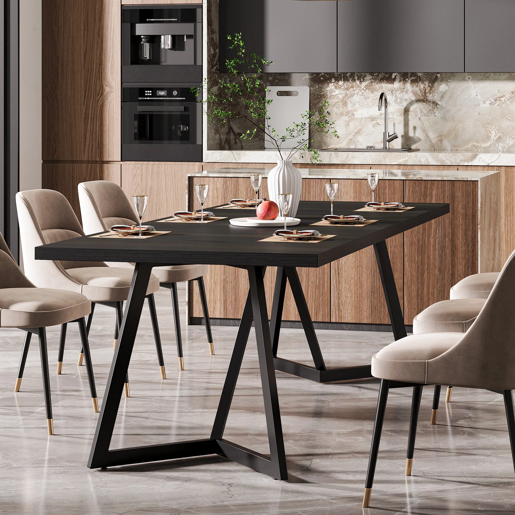 70.8" Dining Table, Modern Rectangular Kitchen Table for 6-8 - Image 5