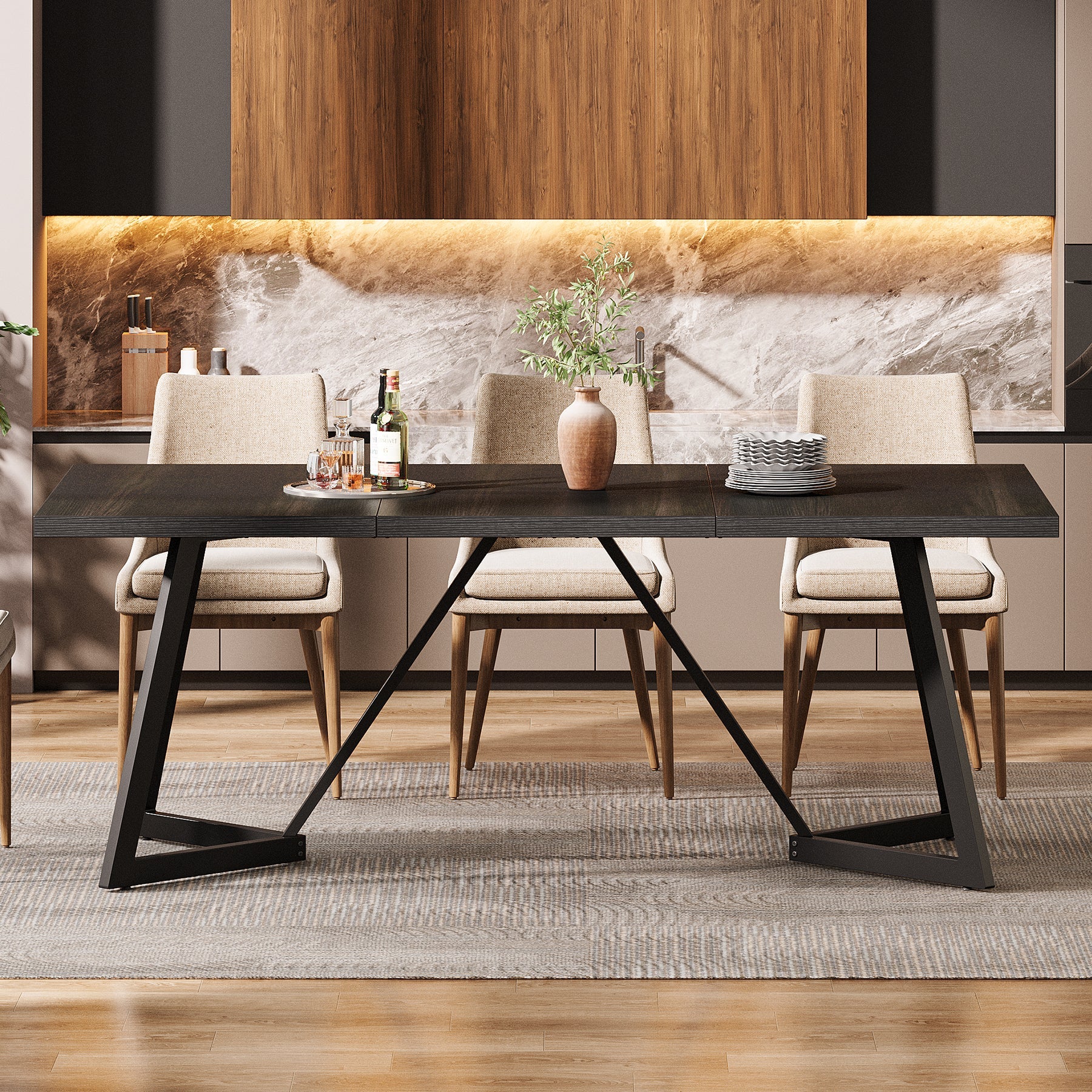 70.8" Dining Table, Modern Rectangular Kitchen Table for 6-8 - Image 6