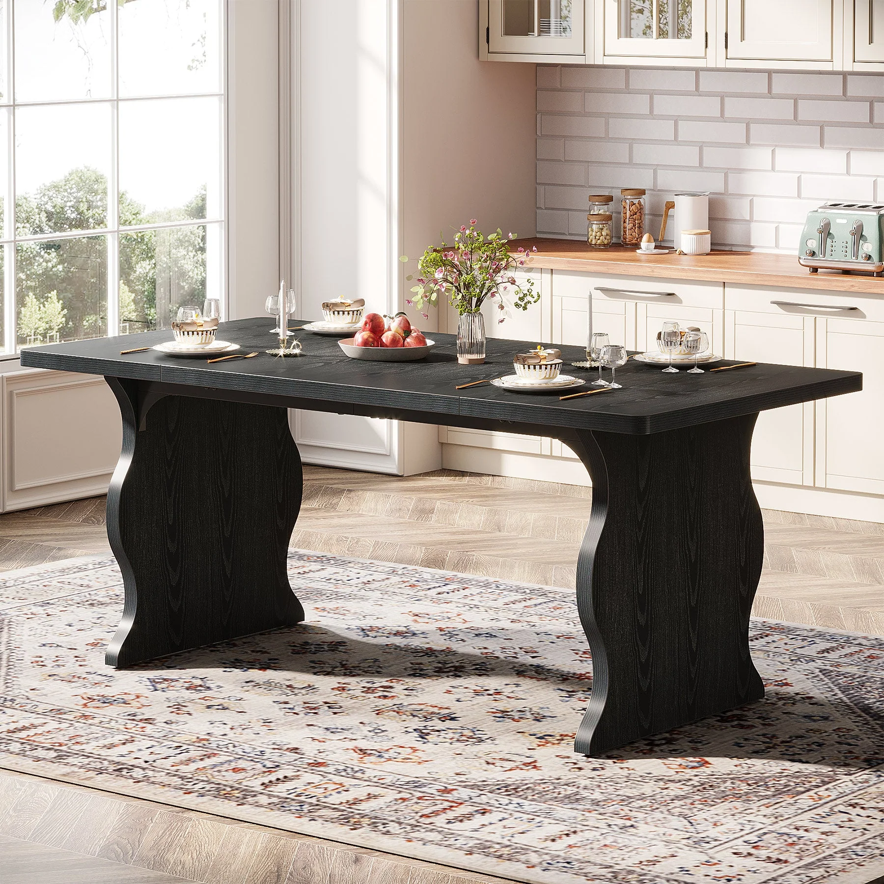 63" Dining Table, Modern Rectangular Kitchen Table for 4-6 - Image 3