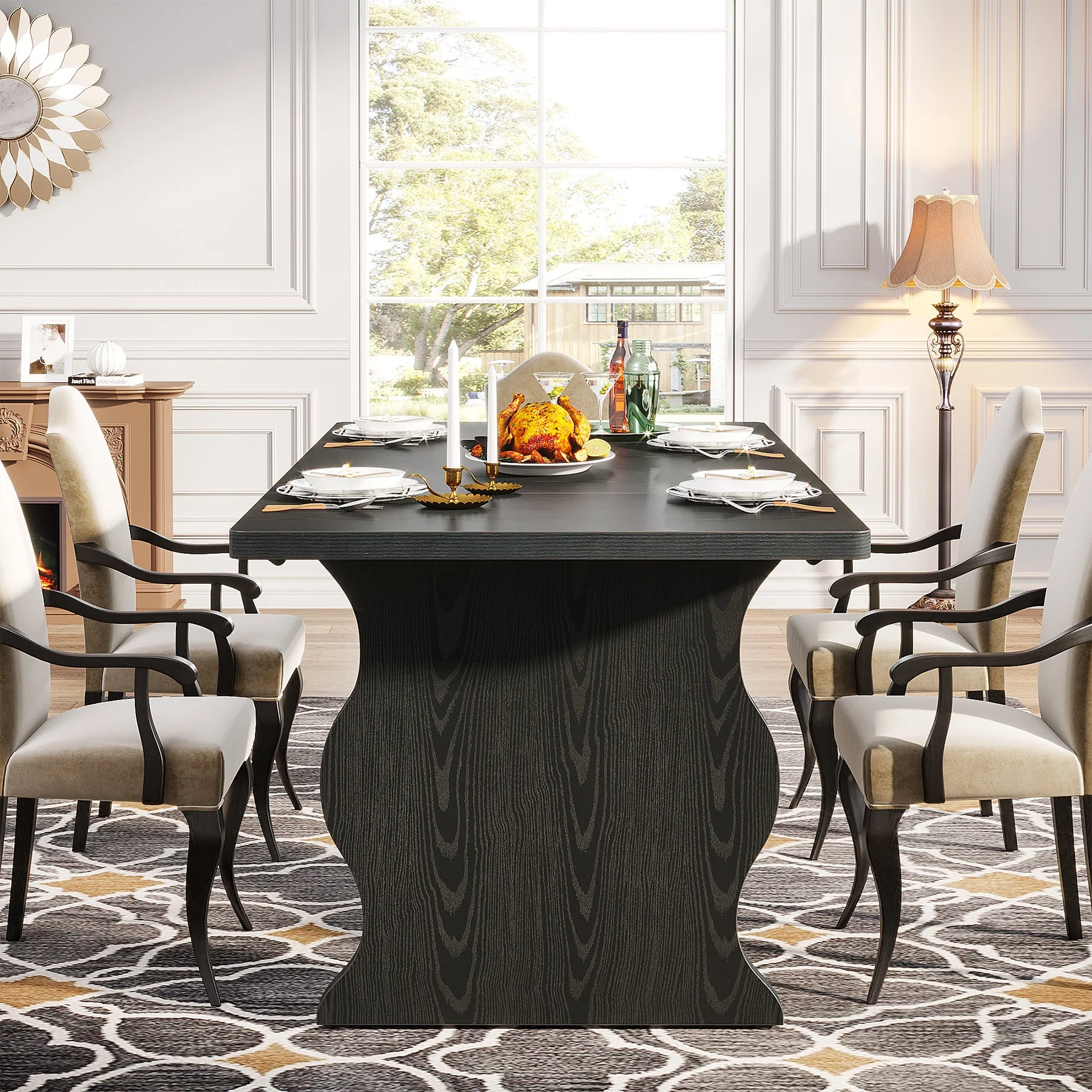 63" Dining Table, Modern Rectangular Kitchen Table for 4-6 - Image 5
