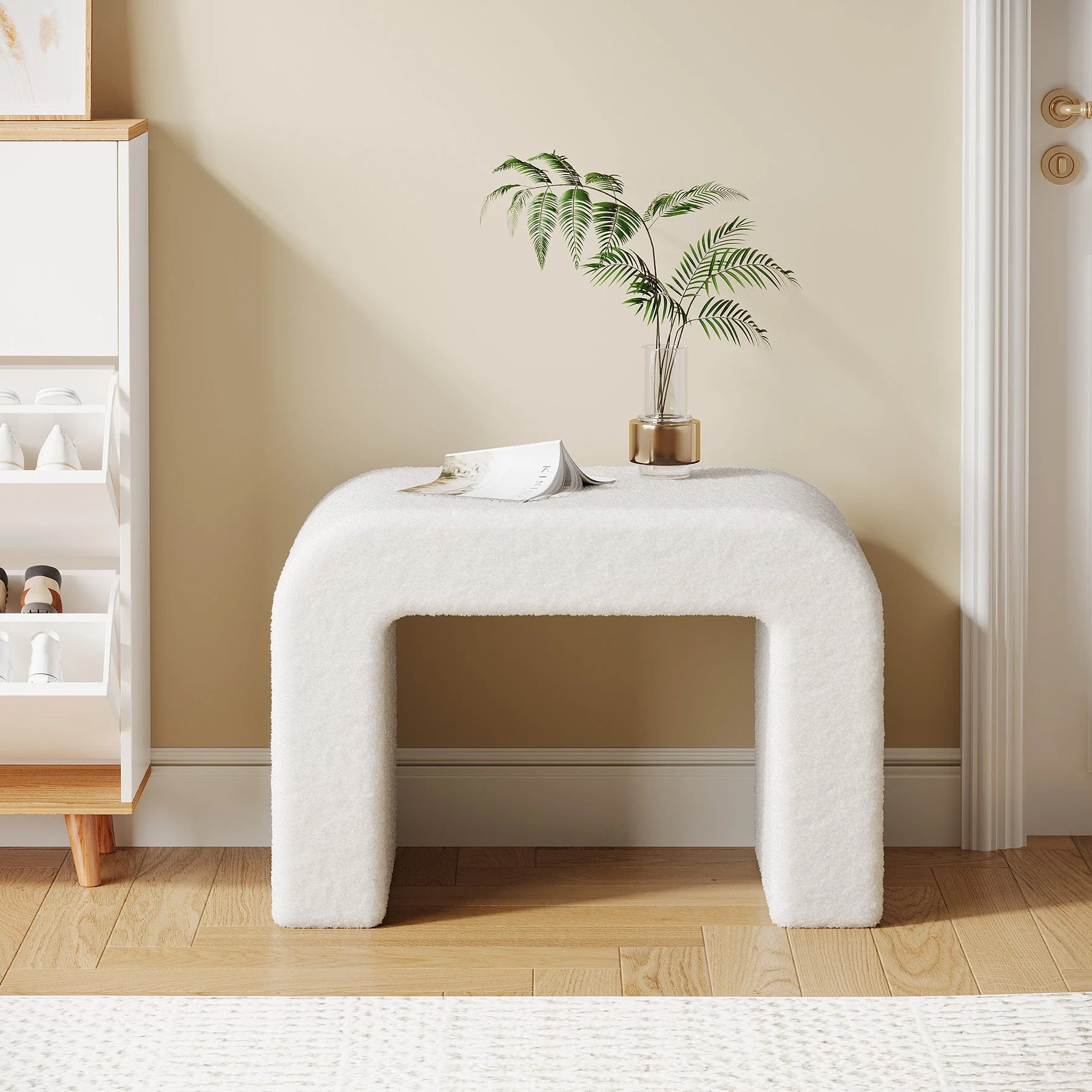 Modern Vanity Stool, Fully Assembled Upholstered Ottoman Sofa Footrest - Image 4