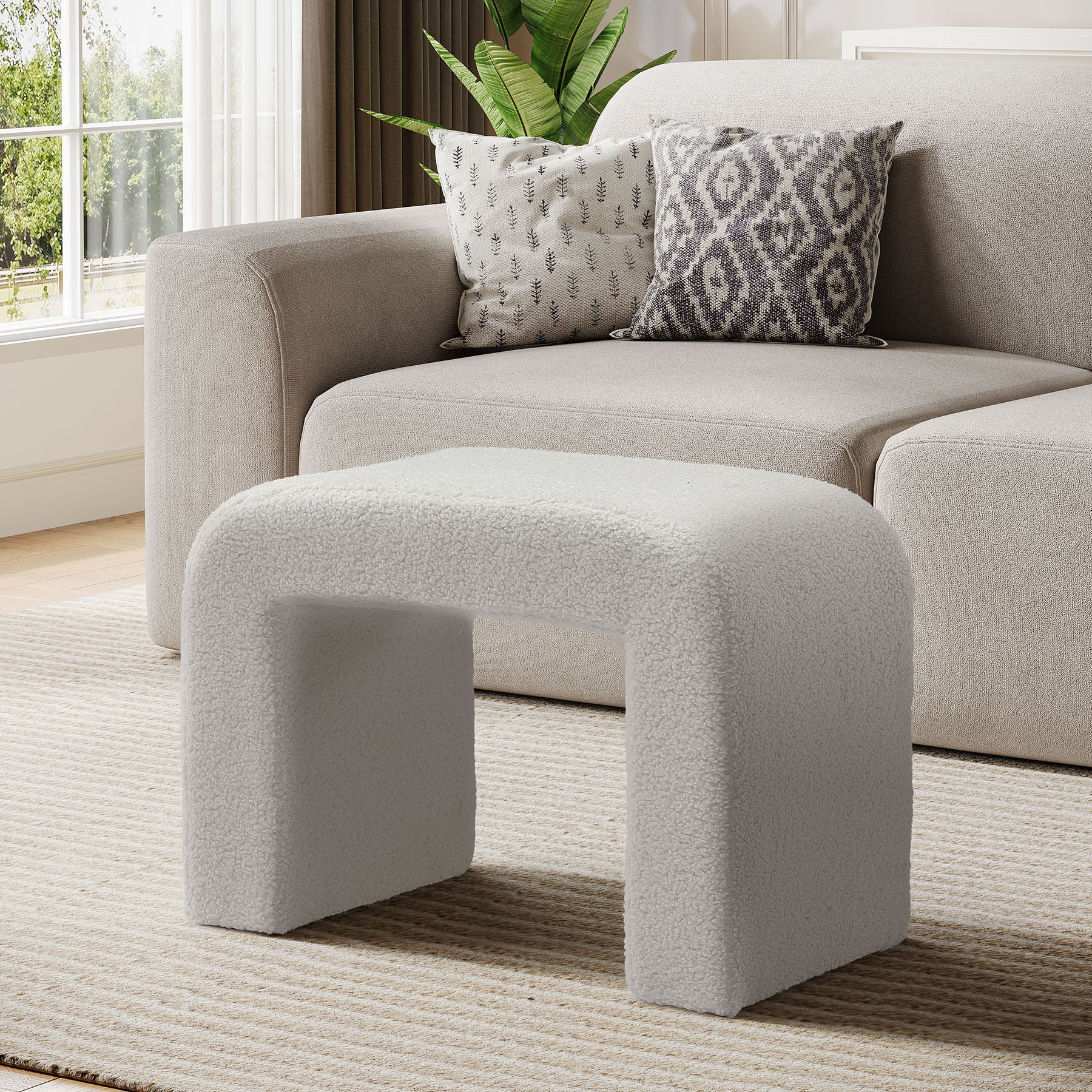 Modern Vanity Stool, Fully Assembled Upholstered Ottoman Sofa Footrest - Image 7