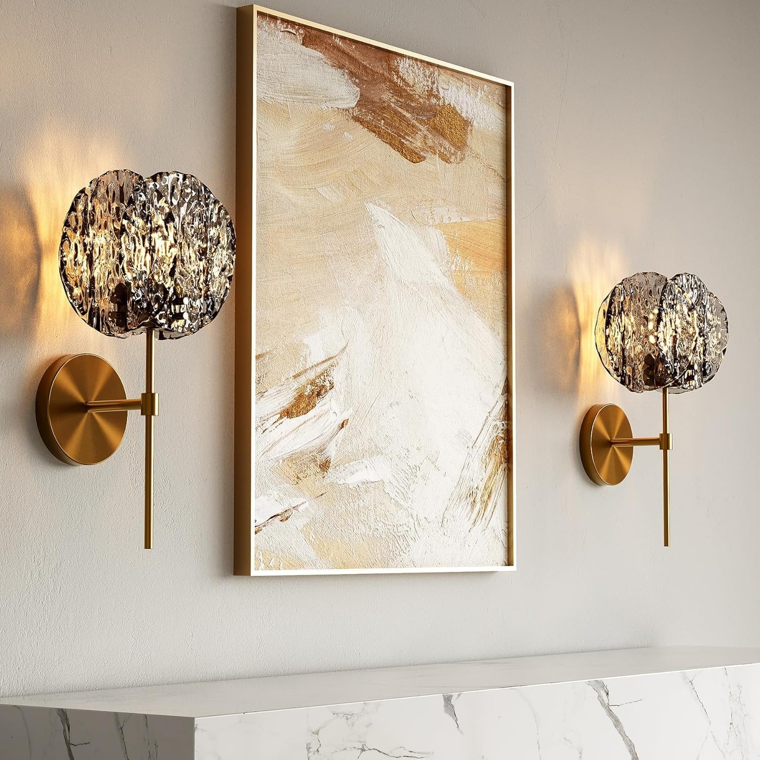 Modern Wall Light Fixture, 15" Bathroom Wall Sconce with Glass Shade - Image 3