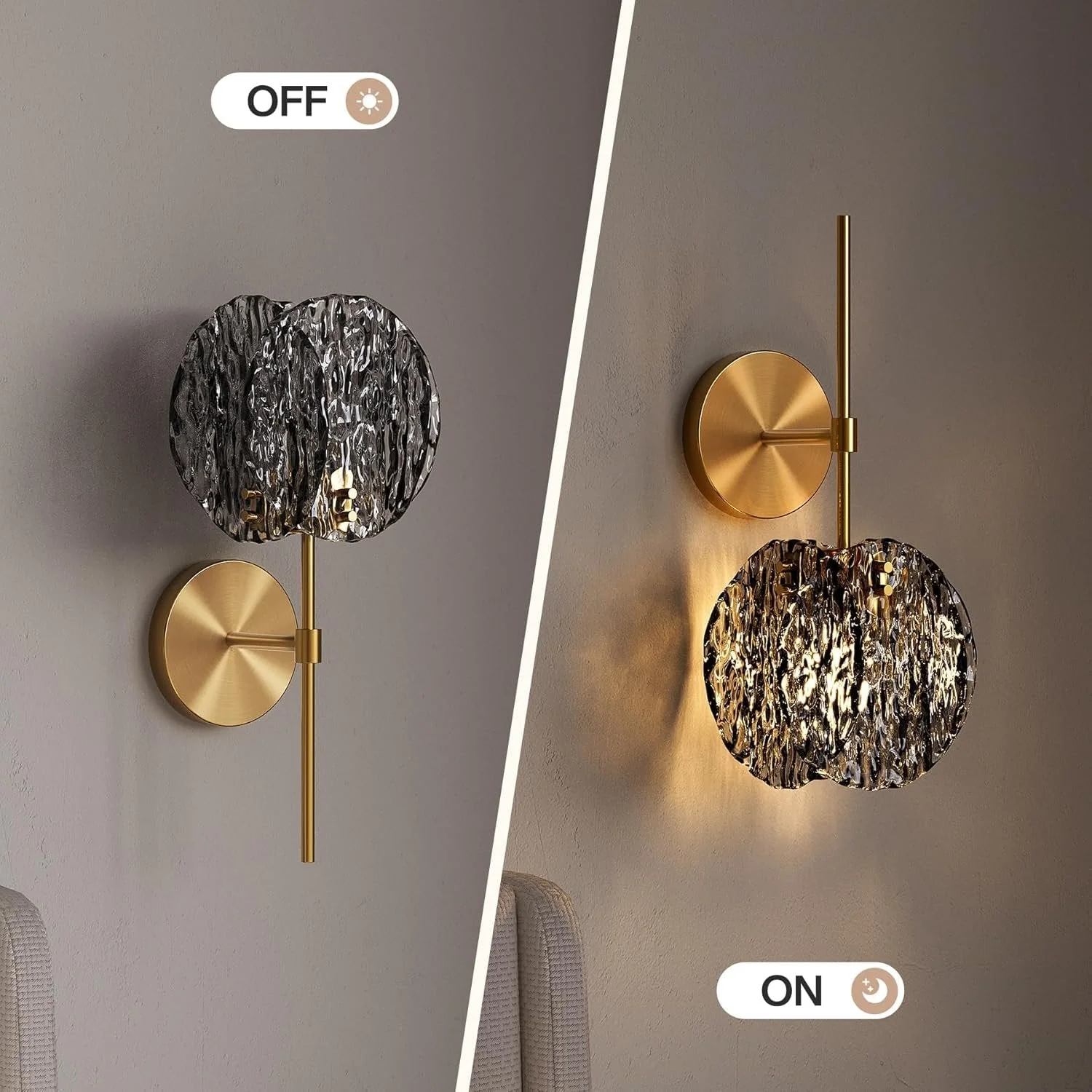 Modern Wall Light Fixture, 15" Bathroom Wall Sconce with Glass Shade - Image 9