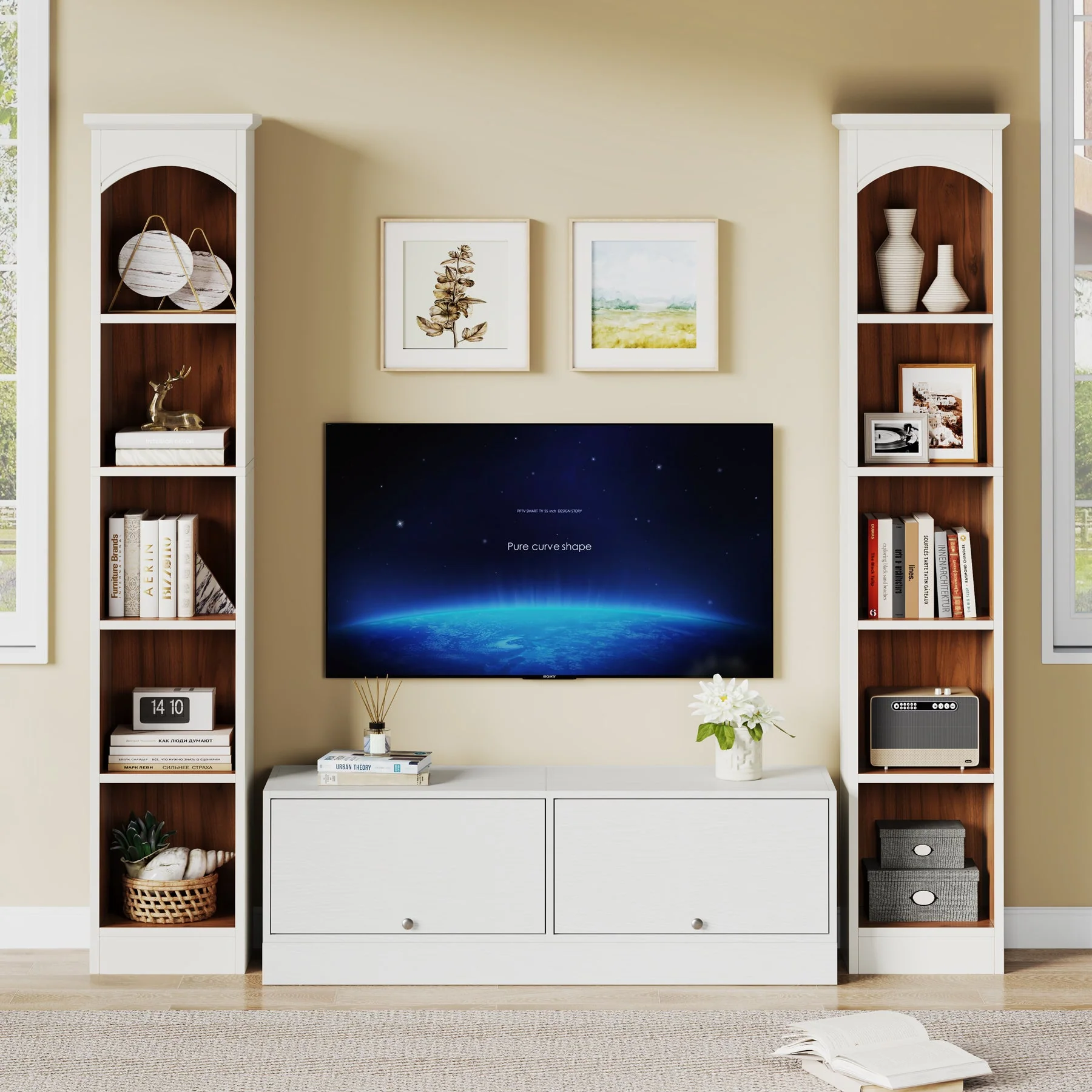70.9" Narrow Bookcase, 5-Tier Cube Bookshelf Display Rack with Storage - Image 4