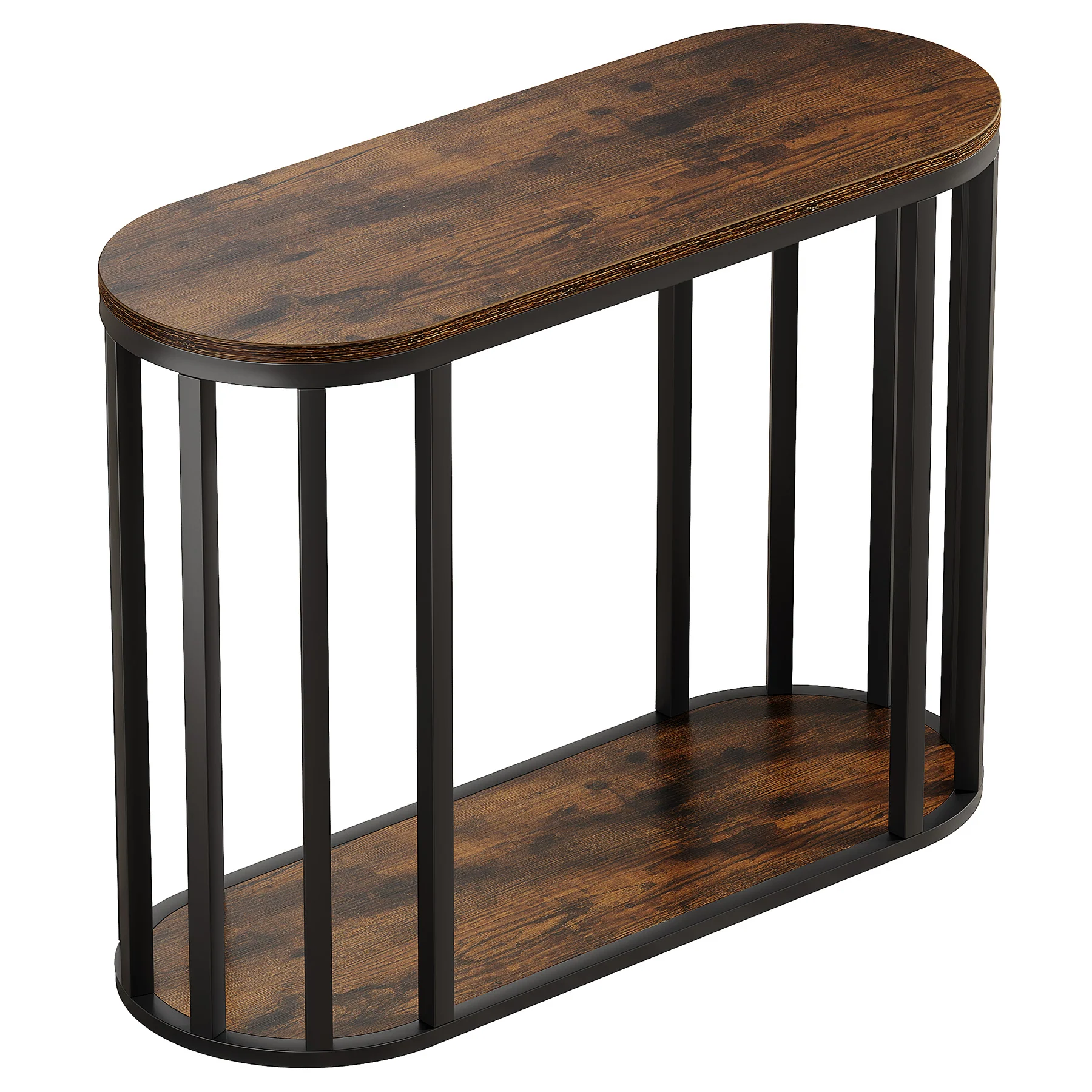 Narrow End Table with Storage, 2-Tier Industrial Side Table with Metal Frame - Image 8