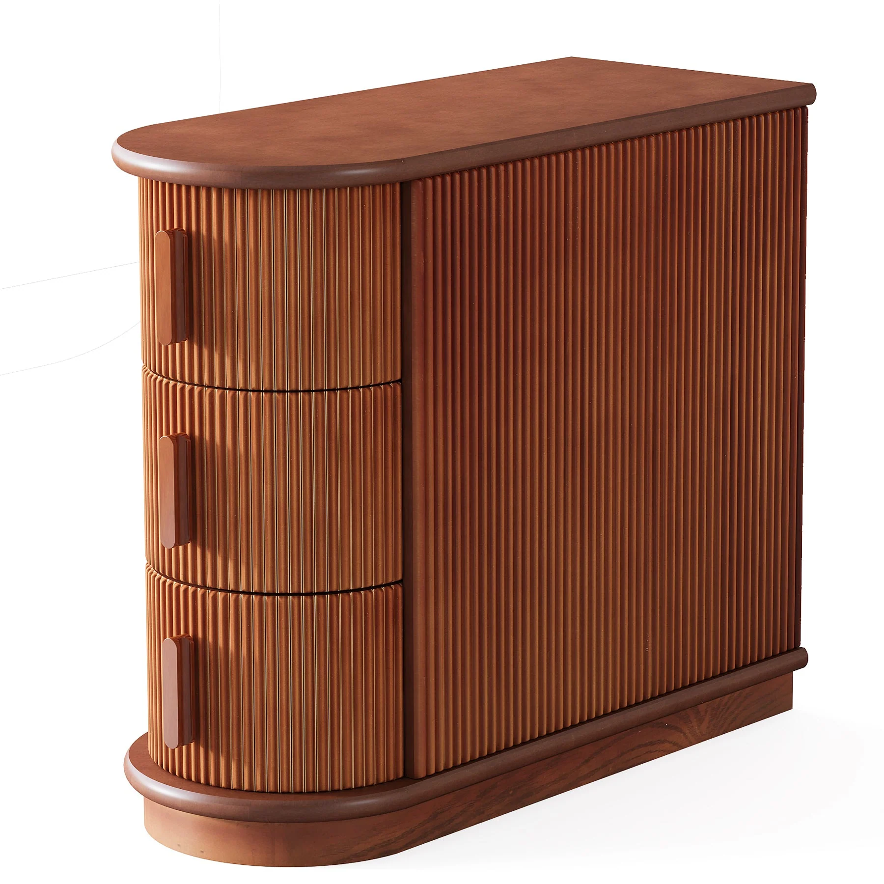 Wood End Table, Narrow Side Table Nightstand with 3-Drawer - Image 9