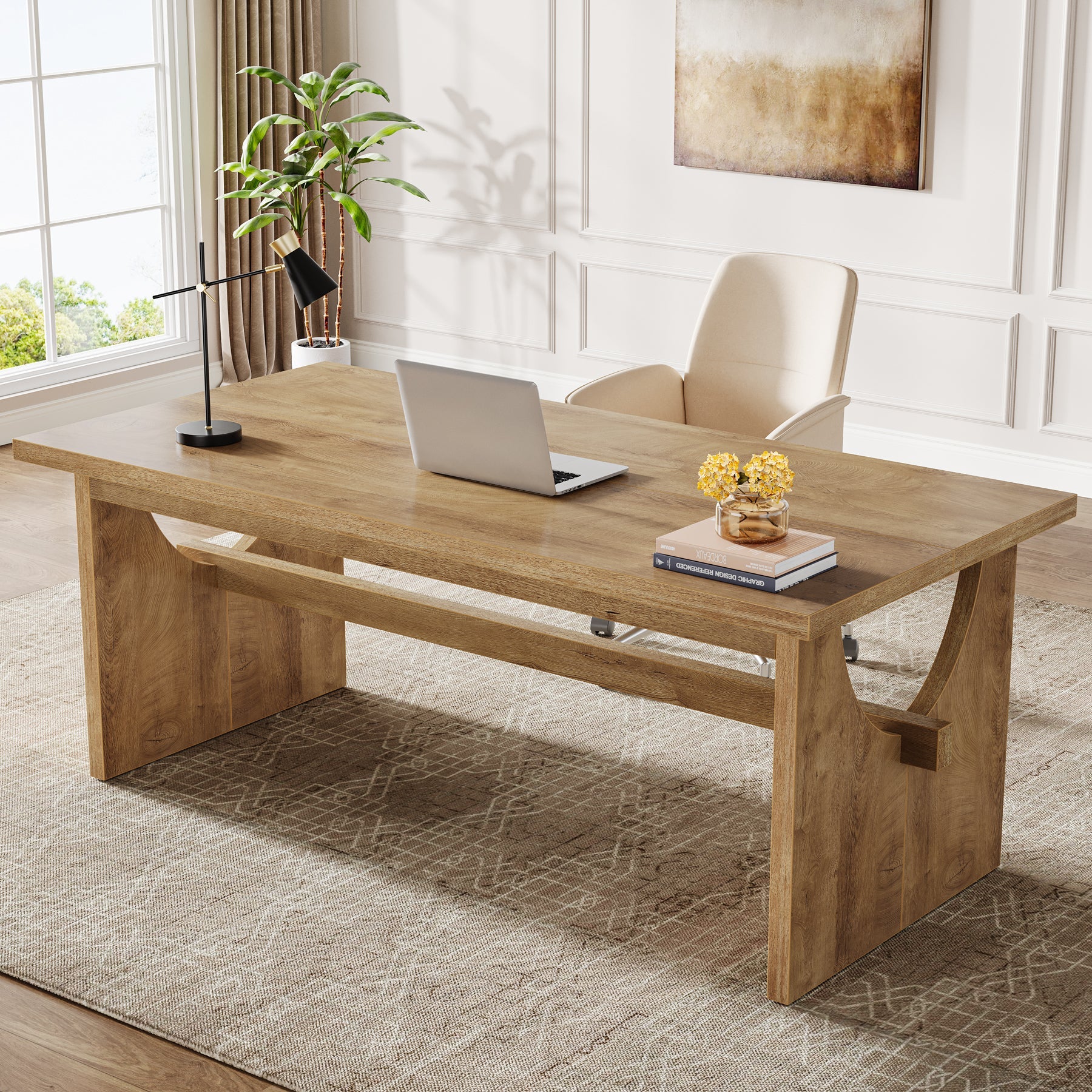 63" Executive Desk, Office Computer Desk Conference Table with Sturdy Legs - Image 3