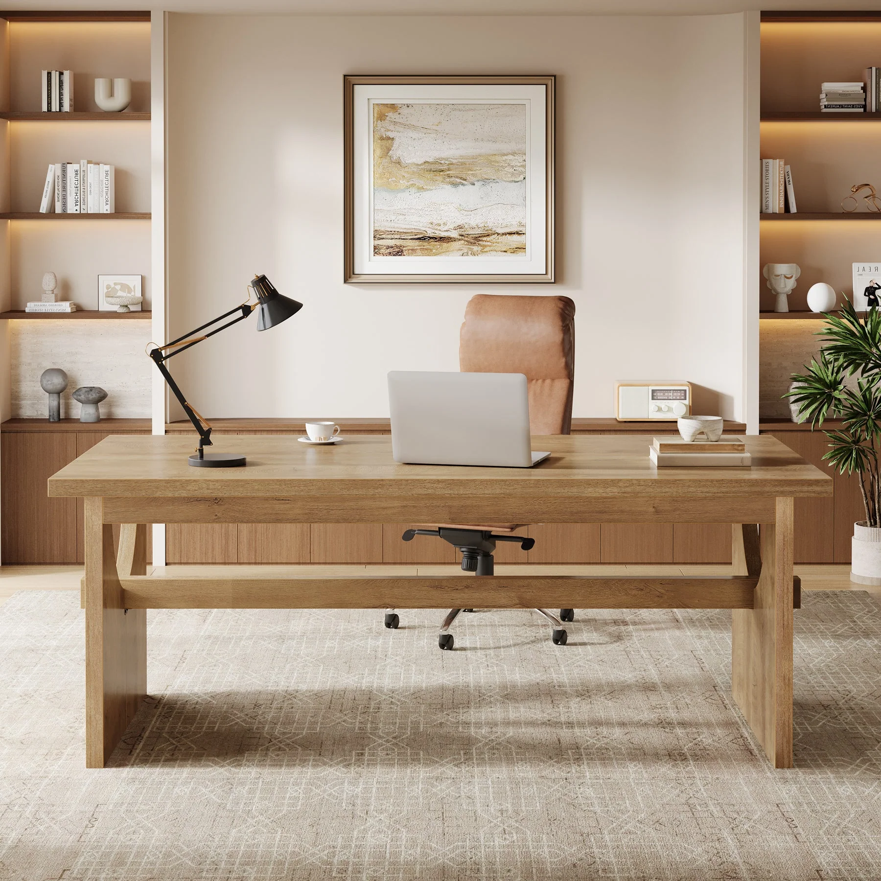 63" Executive Desk, Office Computer Desk Conference Table with Sturdy Legs - Image 4