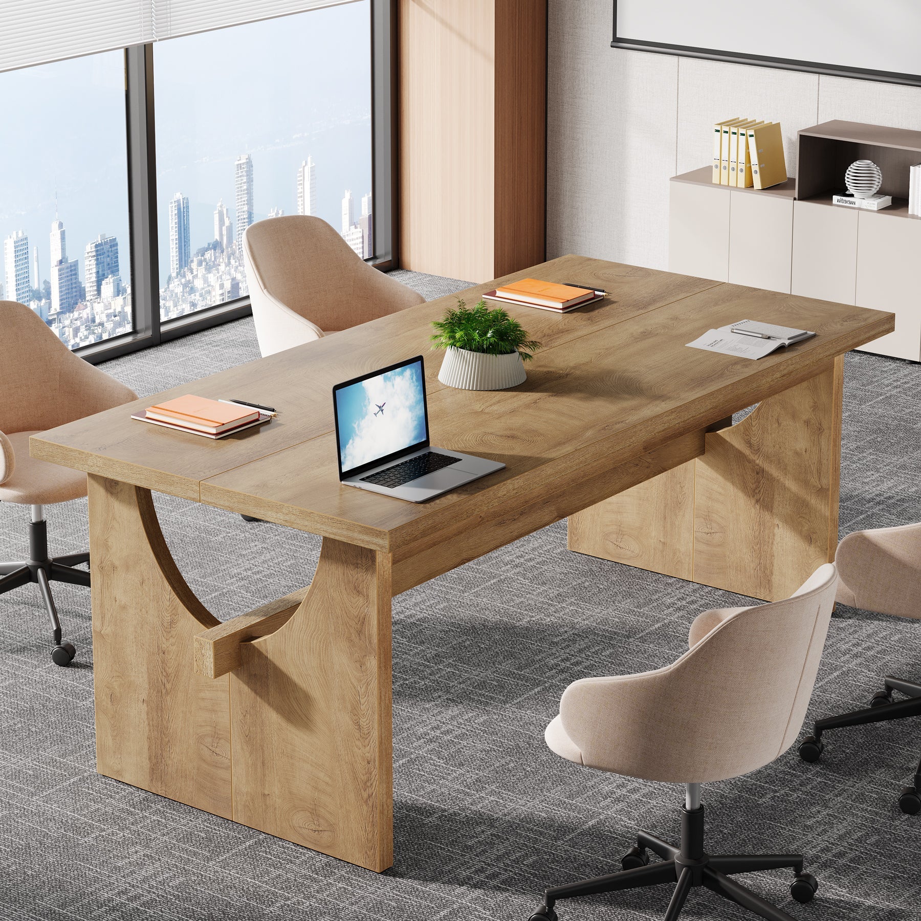63" Executive Desk, Office Computer Desk Conference Table with Sturdy Legs - Image 5