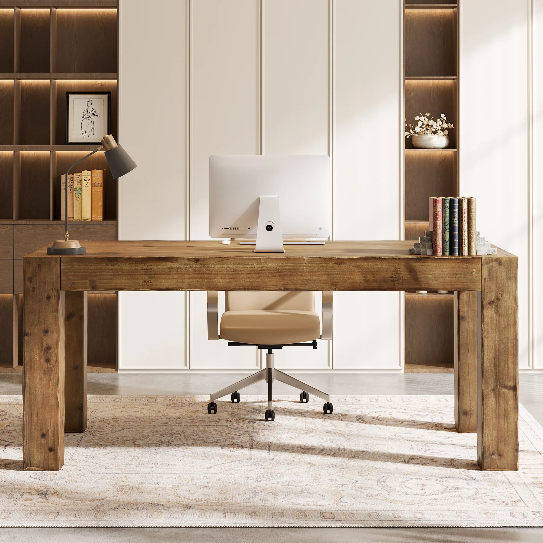 63" Executive Desk, Office Computer Desk with Thick Desktop - Image 3
