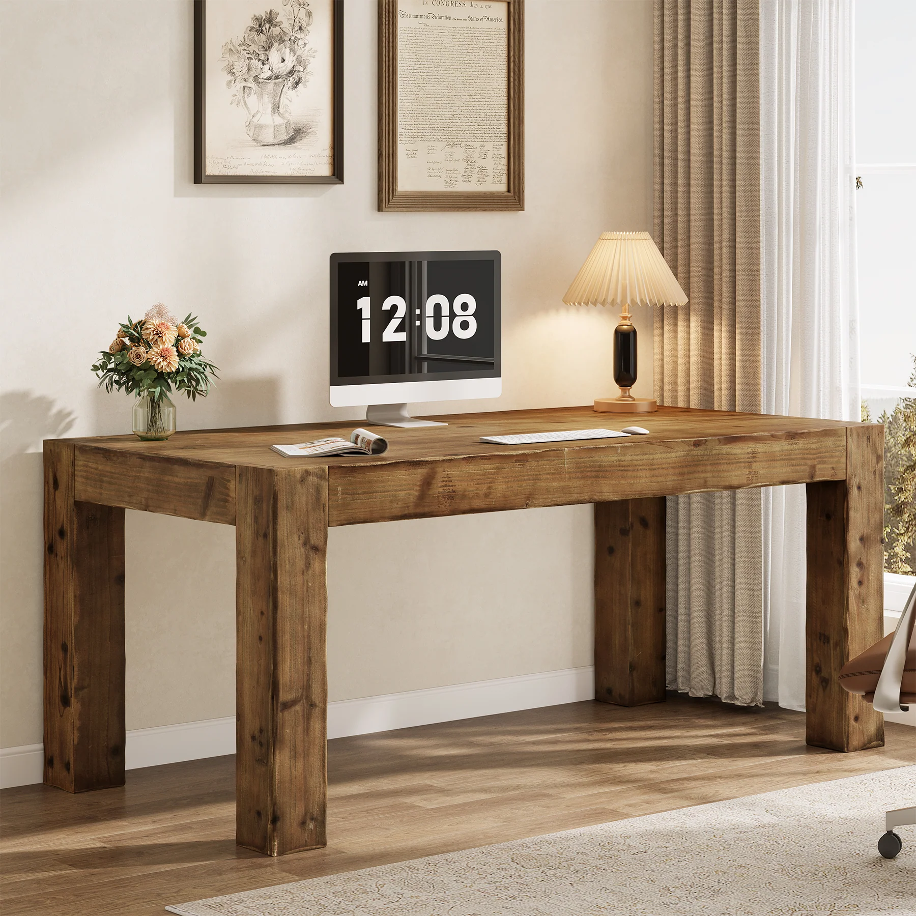 63" Executive Desk, Office Computer Desk with Thick Desktop - Image 9