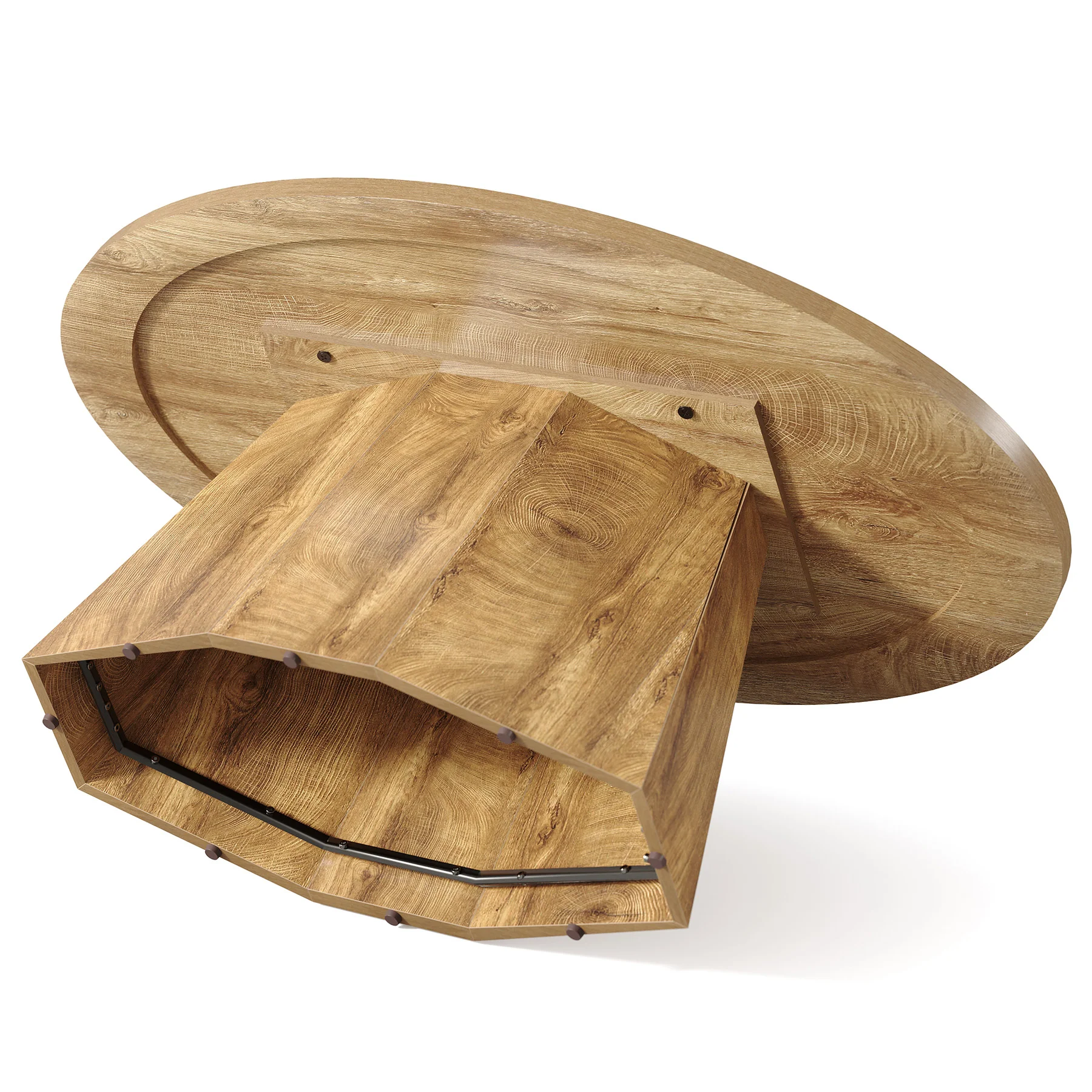 Oval Coffee Table, 47" Center Accent Table with Polygonal Pedestal for Living Room - Image 8