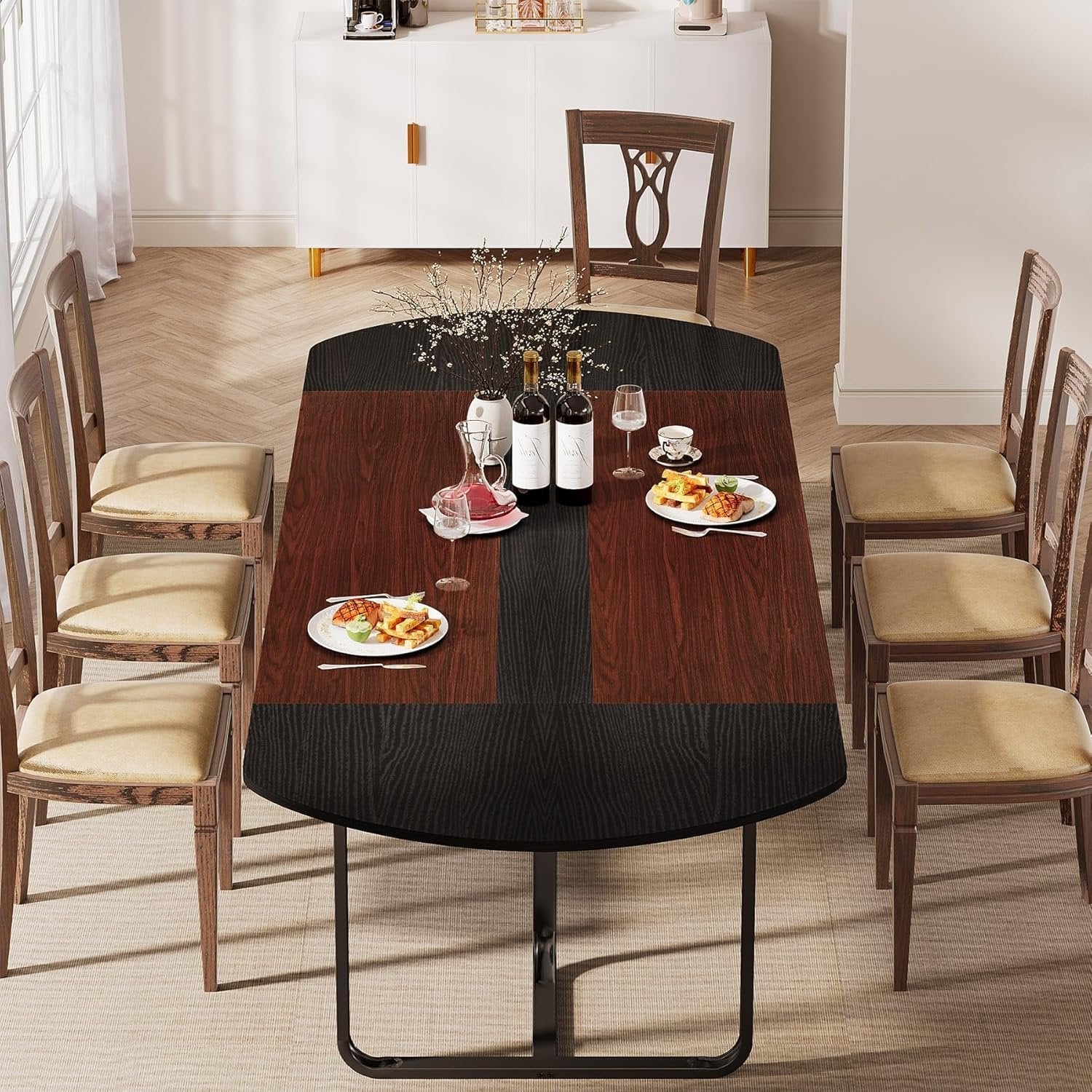 70.86" Oval Dining Table, Modern Kitchen Table for for 6-8 People - Image 4