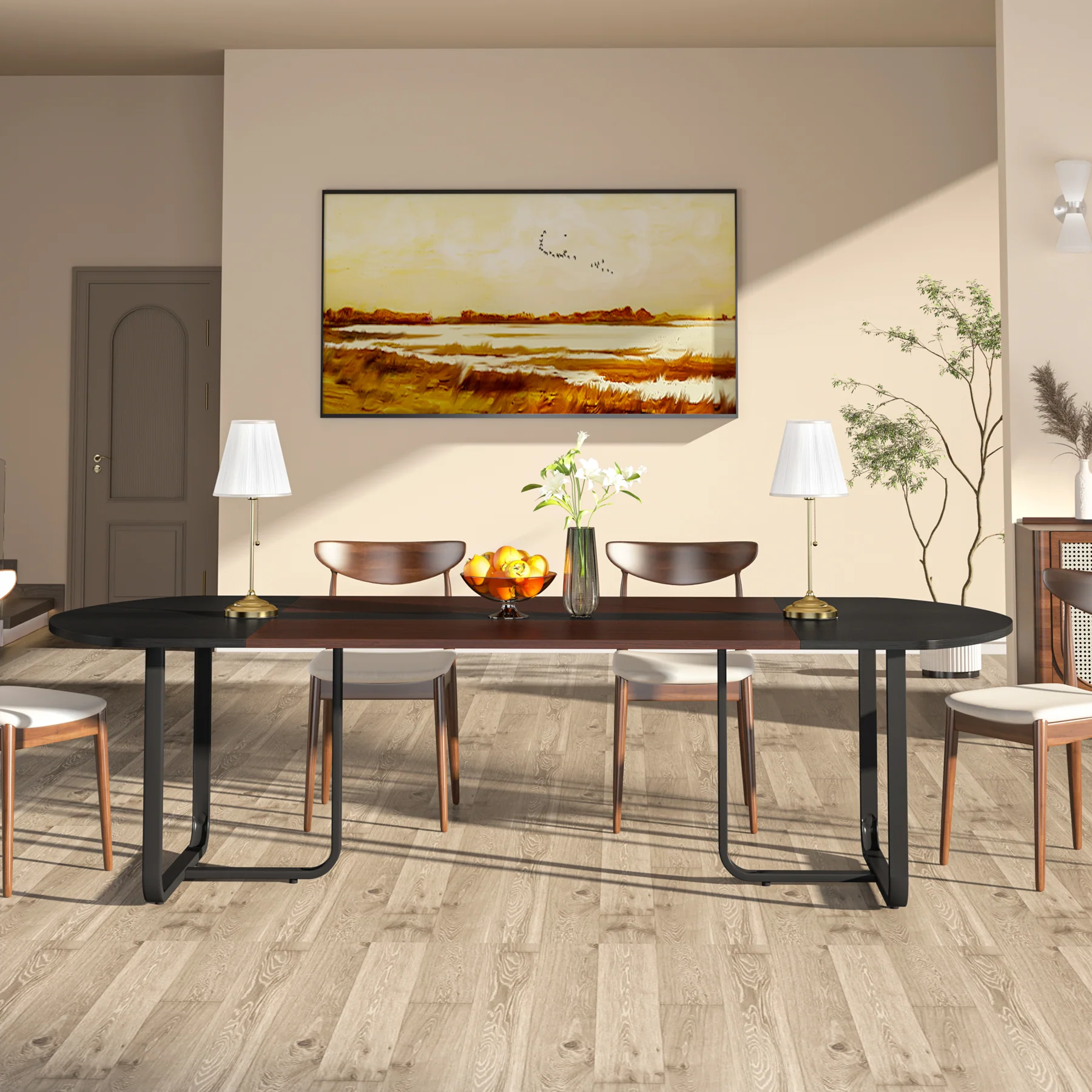 70.86" Oval Dining Table, Modern Kitchen Table for for 6-8 People - Image 5