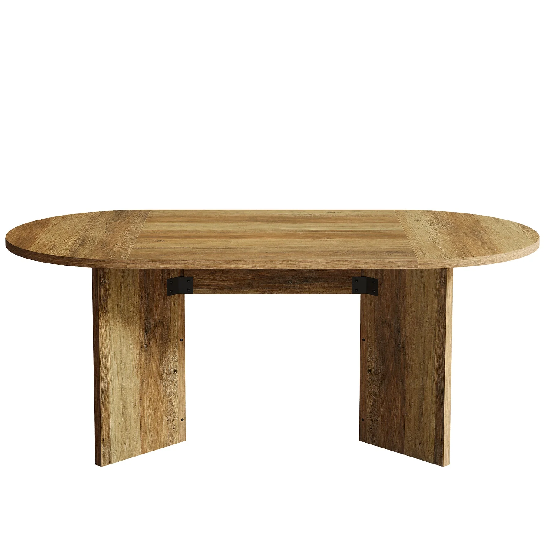 63" Dining Table, Oval Farmhouse Kitchen Table with Strip Base - Image 8