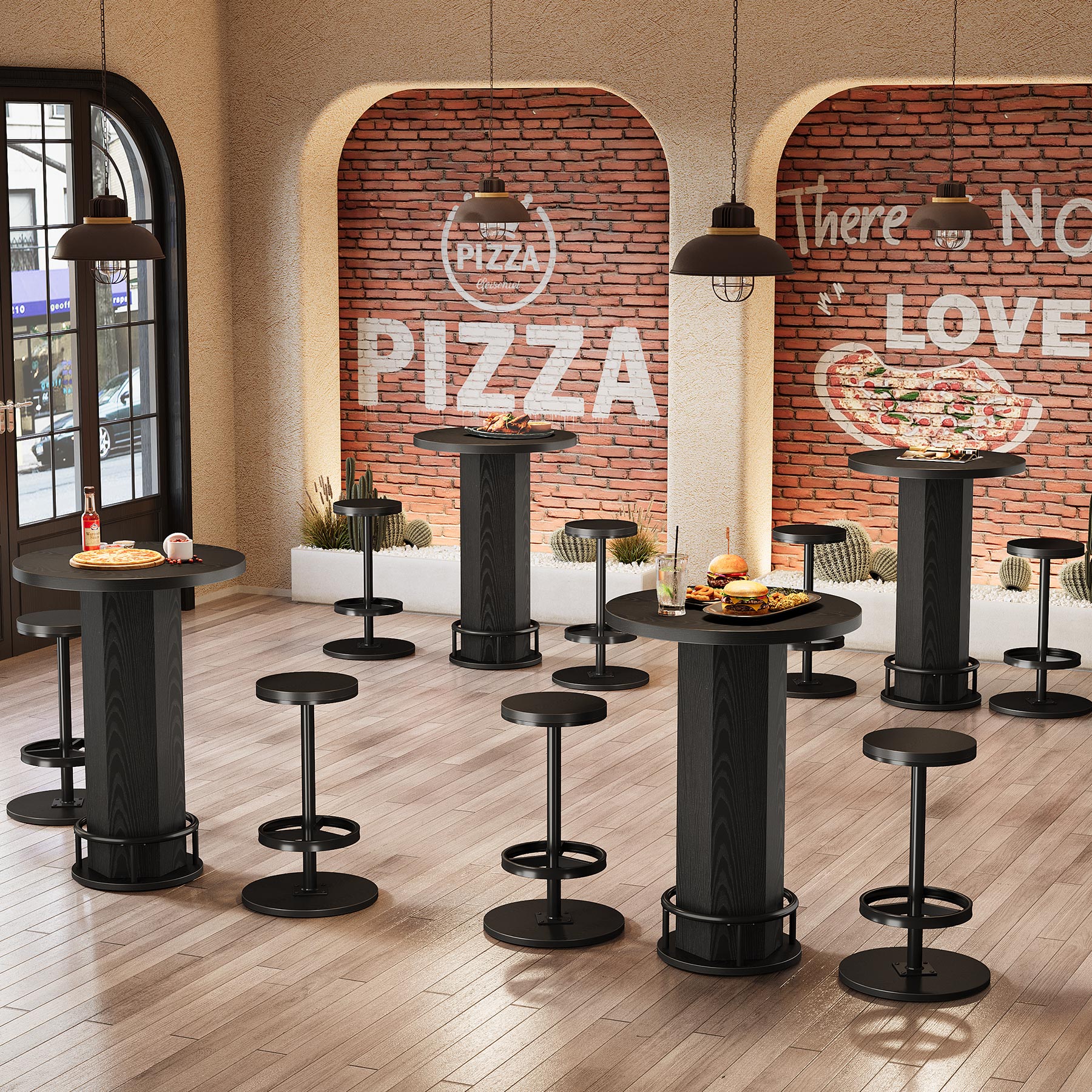 Bistro Sets with 2 Barstools, Pub Cocktail Table Bar Table with Chairs - Image 13
