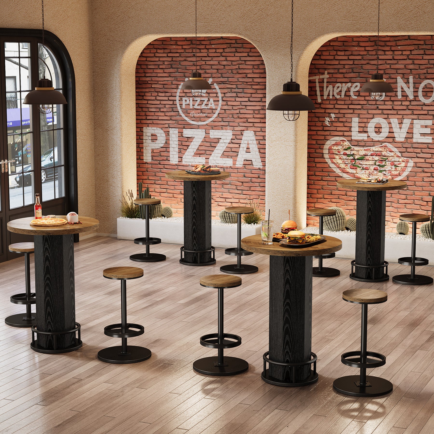 Bistro Sets with 2 Barstools, Pub Cocktail Table Bar Table with Chairs - Image 19