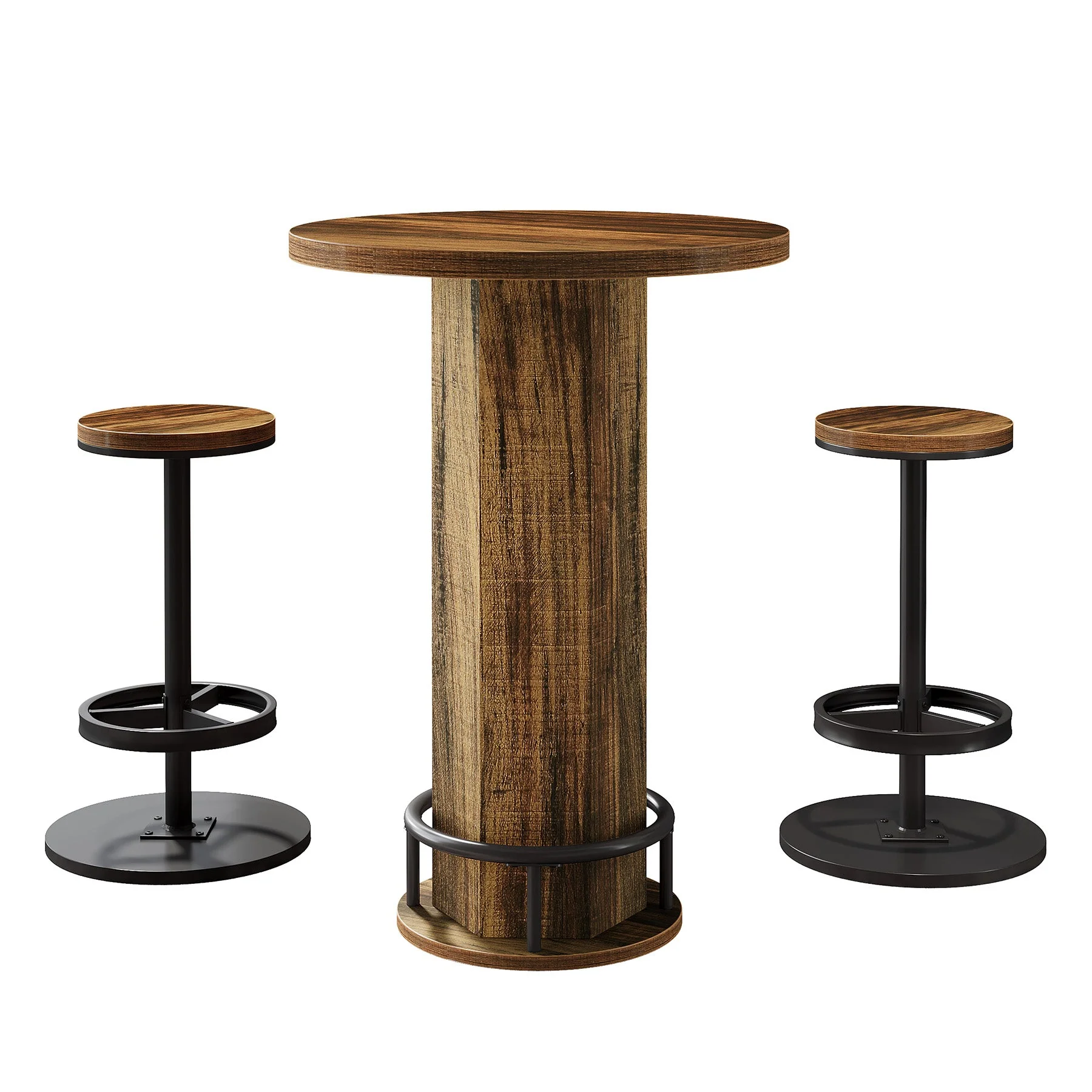 Bistro Sets with 2 Barstools, Pub Cocktail Table Bar Table with Chairs - Image 8