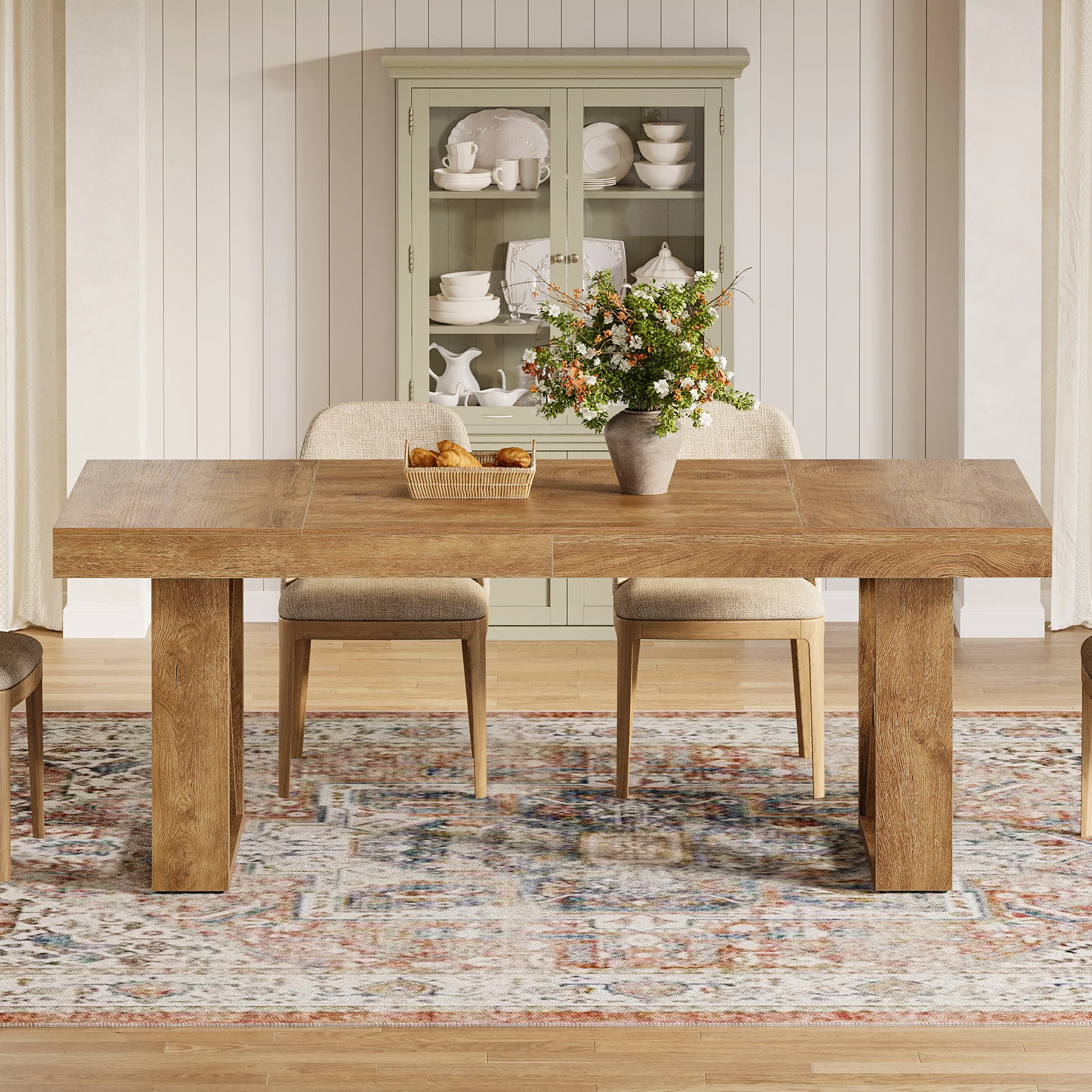 Rectangle Dining Table, 63" Farmhouse Kitchen Table for 4-6 People - Image 5