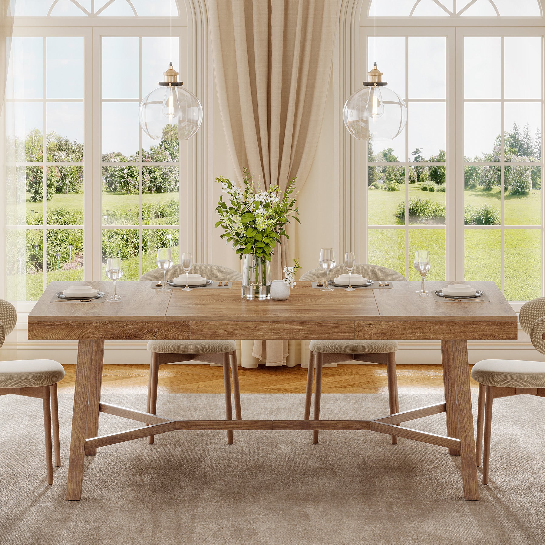 Rectangle Dining Table, 70.9" Kitchen Table with Reinforced Legs for 6-8 - Image 4