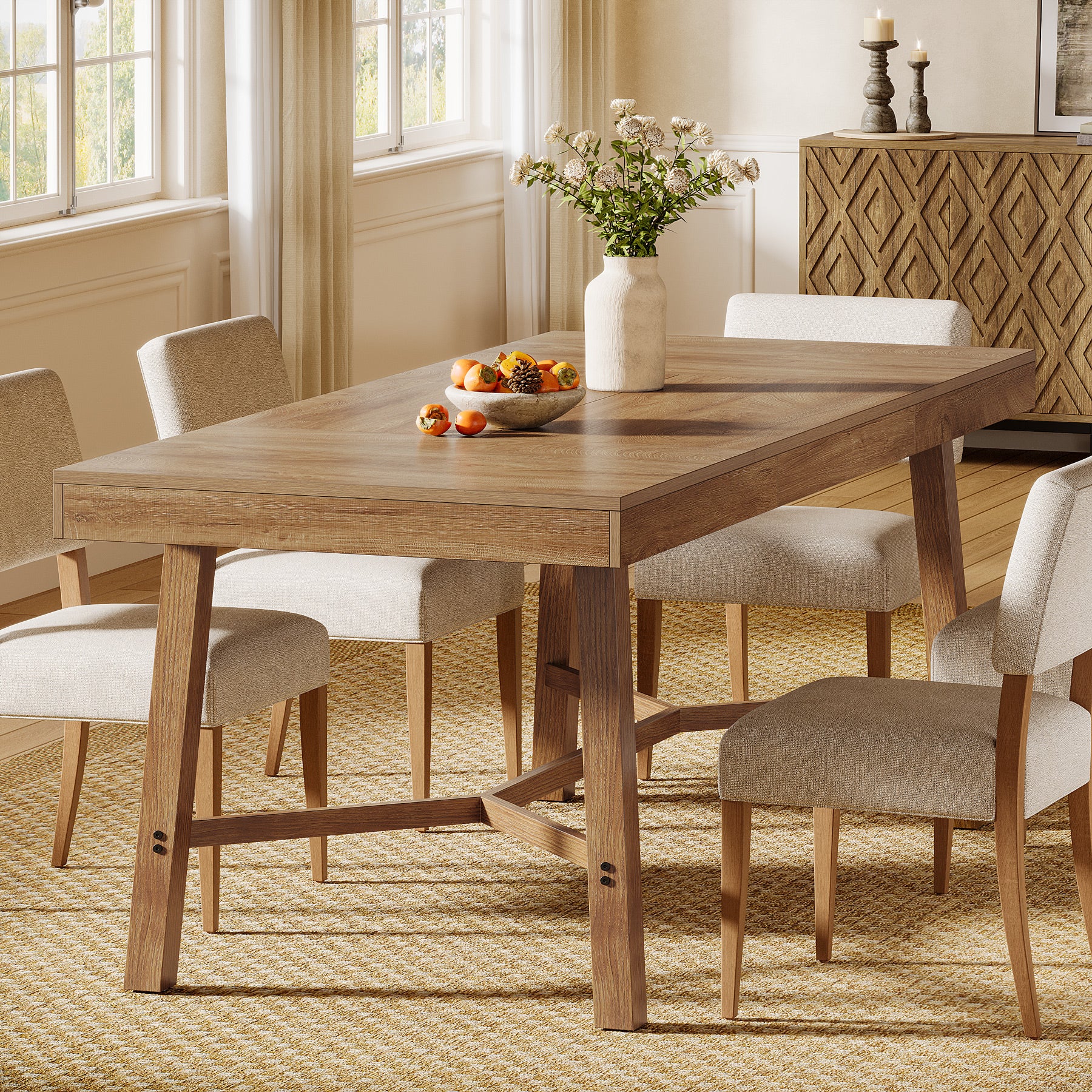 Rectangle Dining Table, 70.9" Kitchen Table with Reinforced Legs for 6-8 - Image 6
