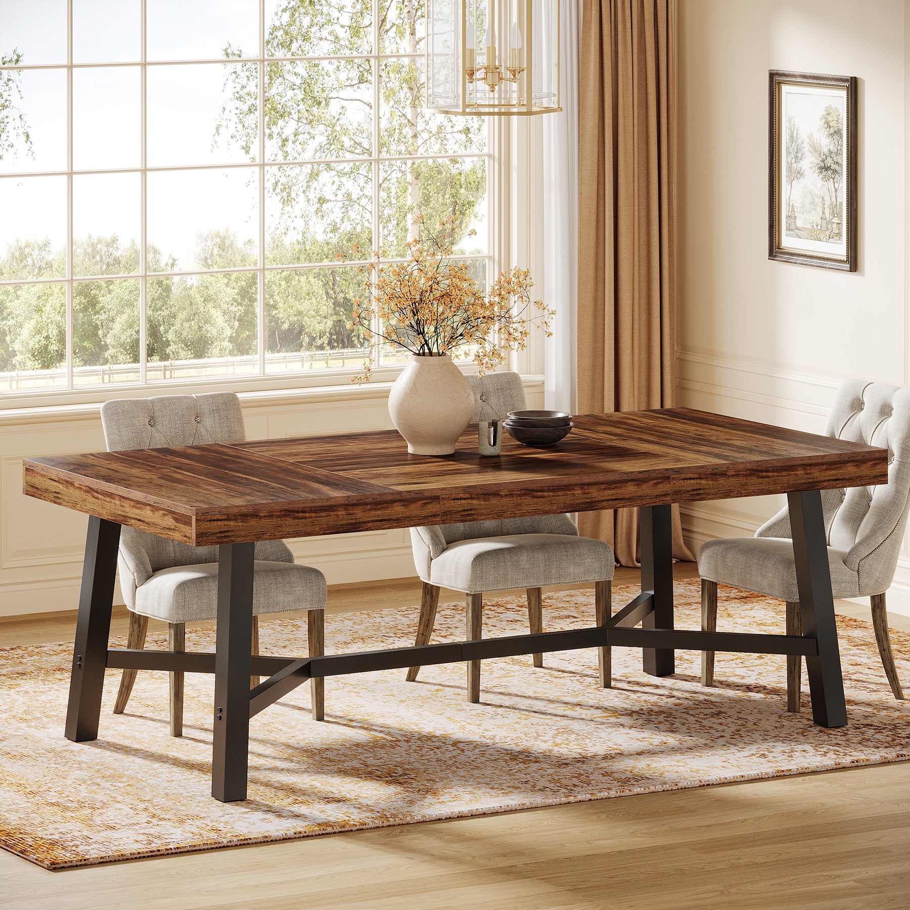 Rectangle Dining Table, 70.9" Kitchen Table with Reinforced Legs for 6-8 - Image 8
