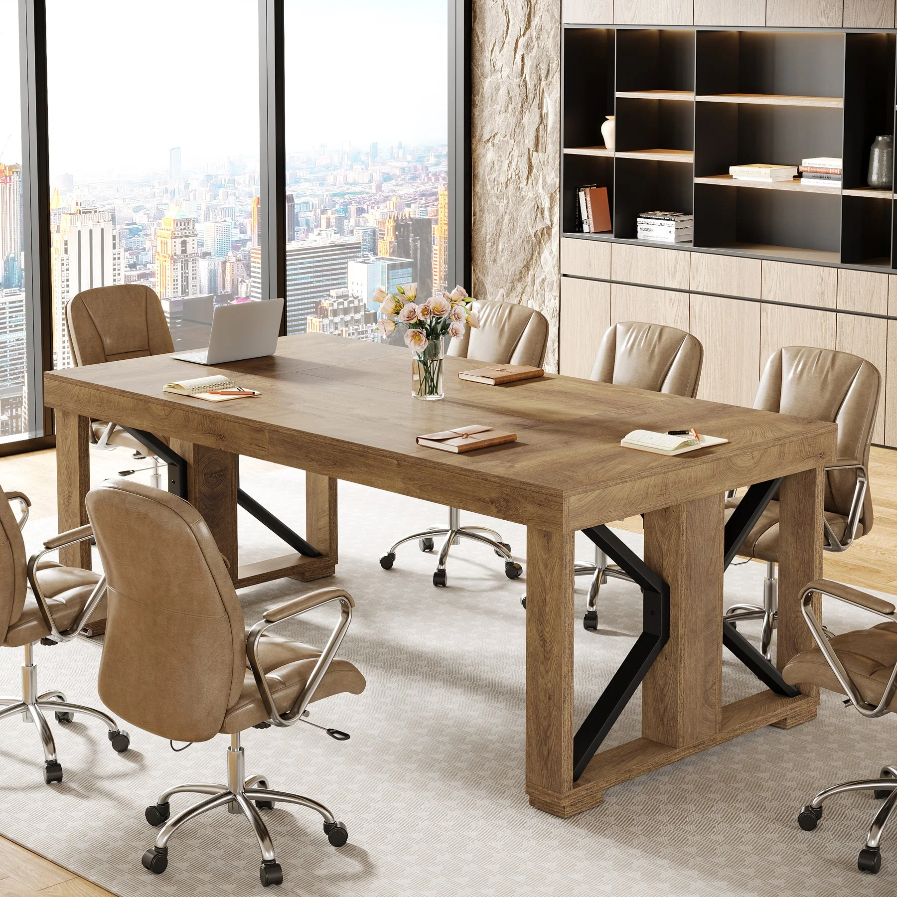 70.8" Conference Table, Rectangle Meeting Table with Large Tabletop - Image 3
