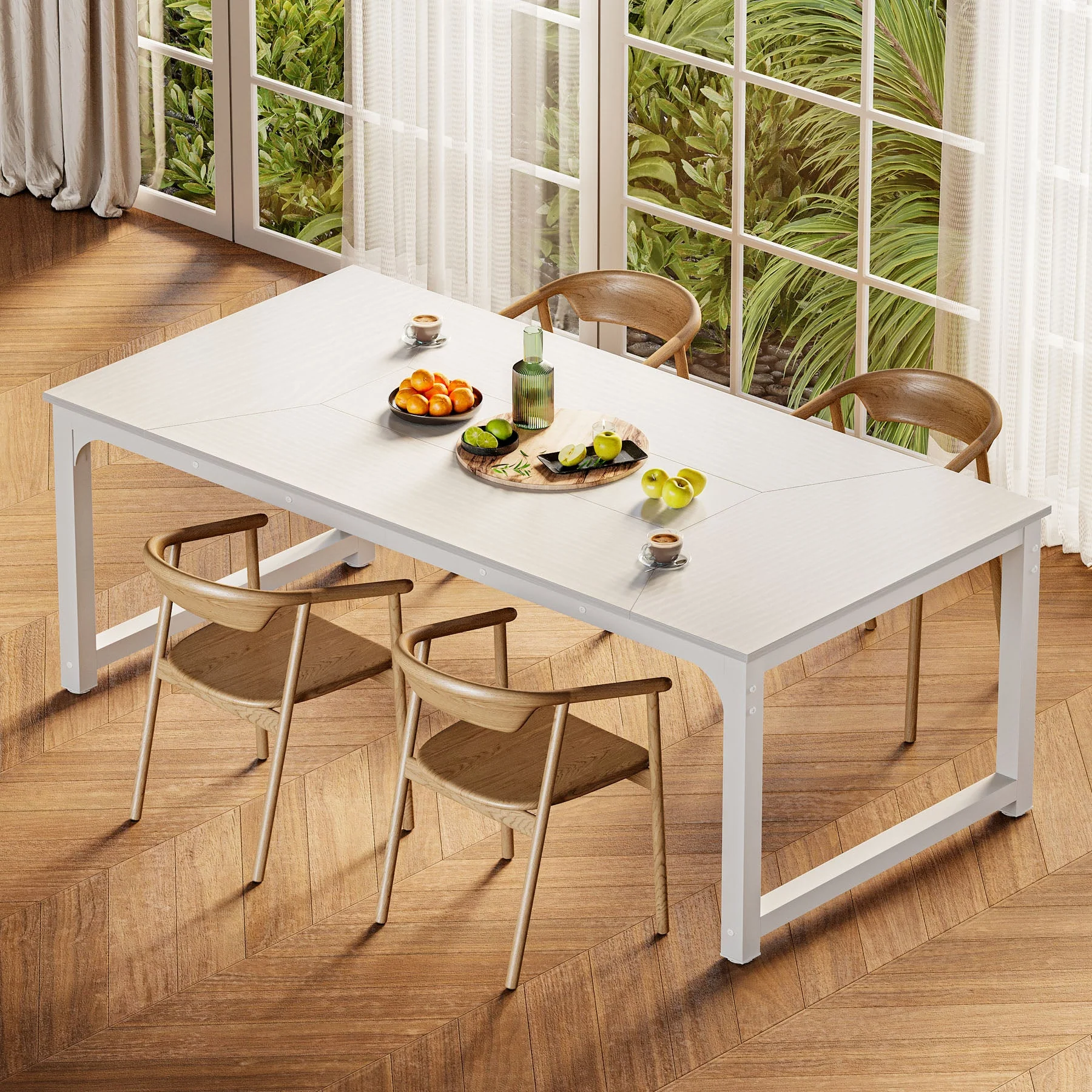 Dining Table for 6-8 Person, Industrial Kitchen Table with Metal Frame - Image 11
