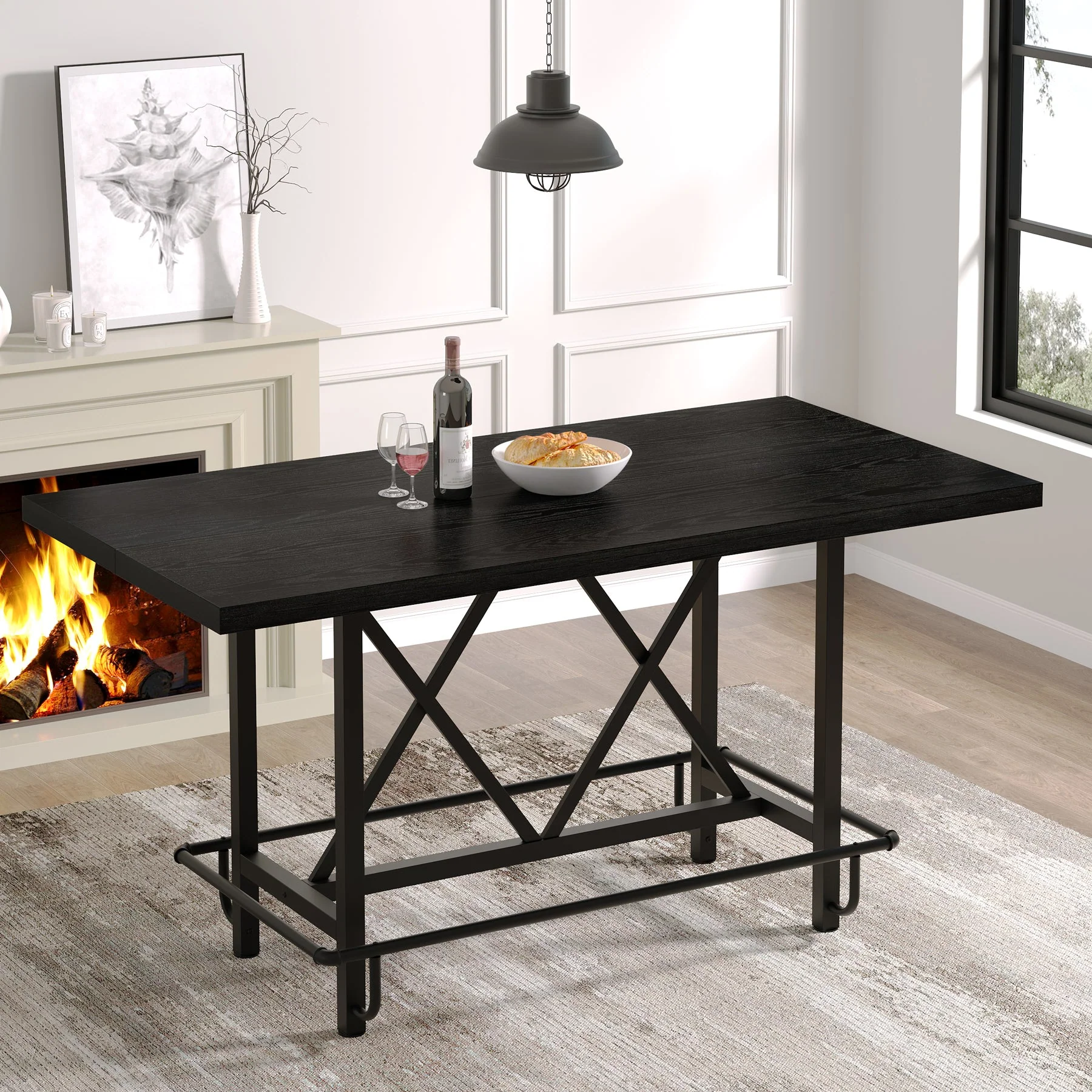 63" Dining Table, Rectangular Kitchen Table for 6 People - Image 10