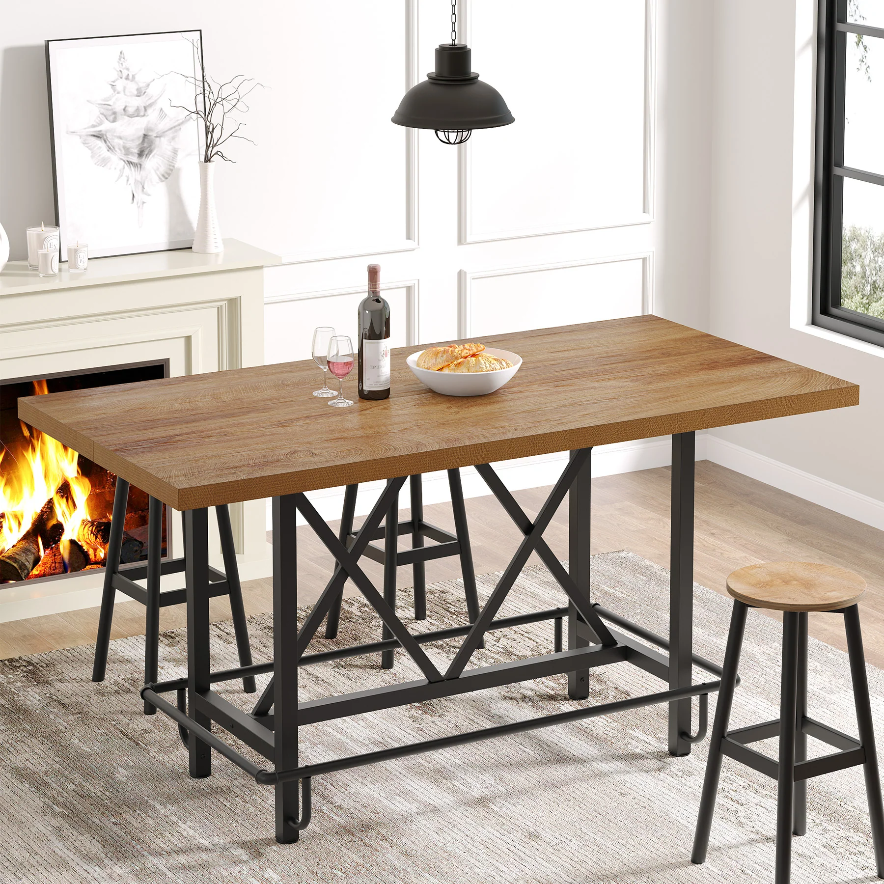 63" Dining Table, Rectangular Kitchen Table for 6 People - Image 12