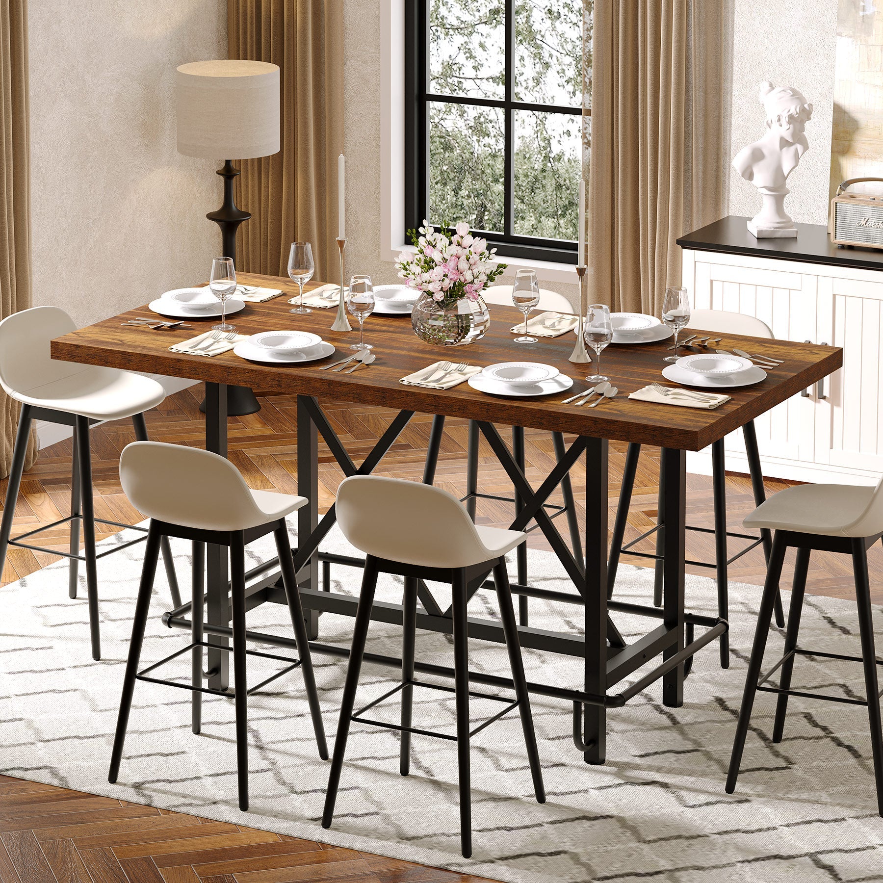 63" Dining Table, Rectangular Kitchen Table for 6 People - Image 3