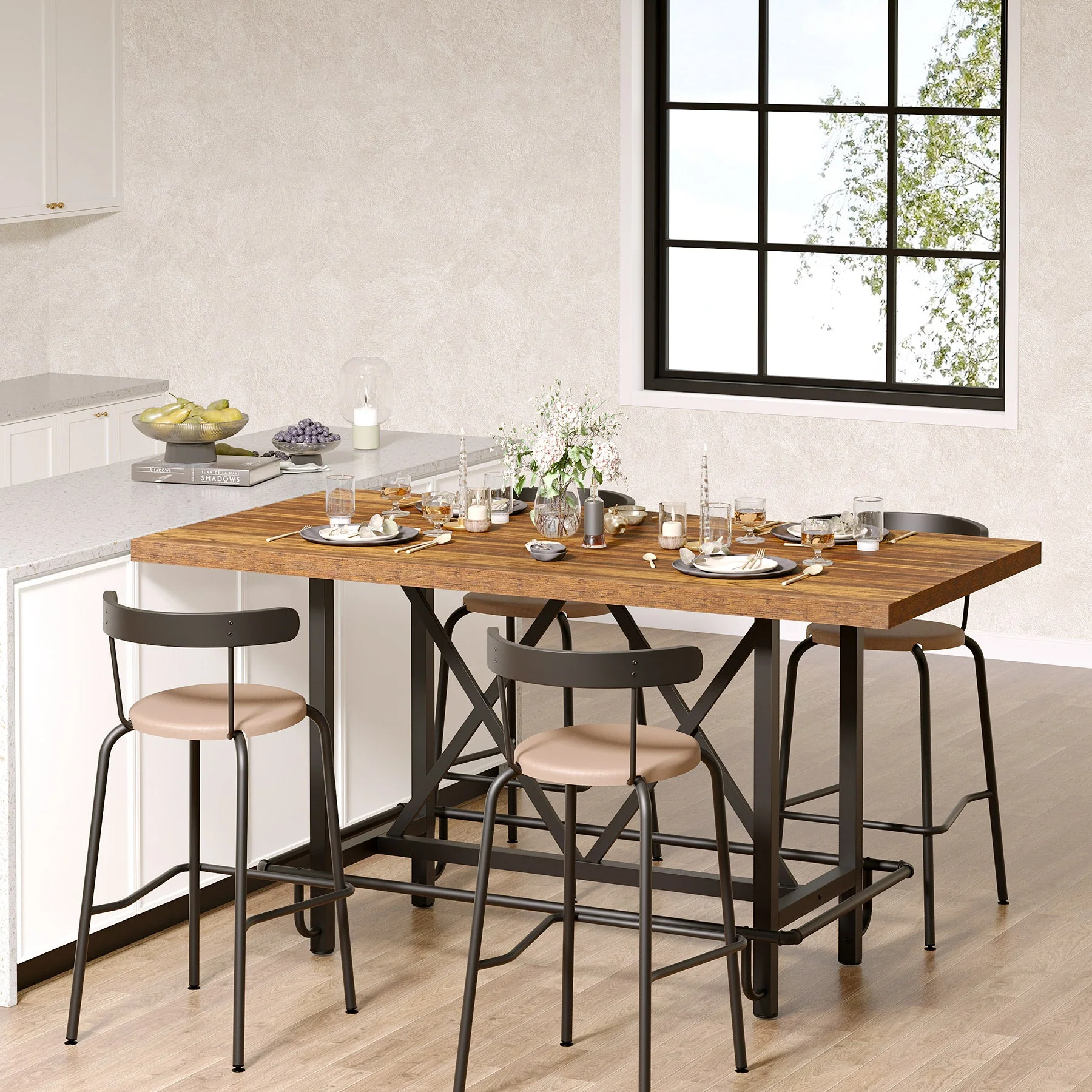 63" Dining Table, Rectangular Kitchen Table for 6 People - Image 6