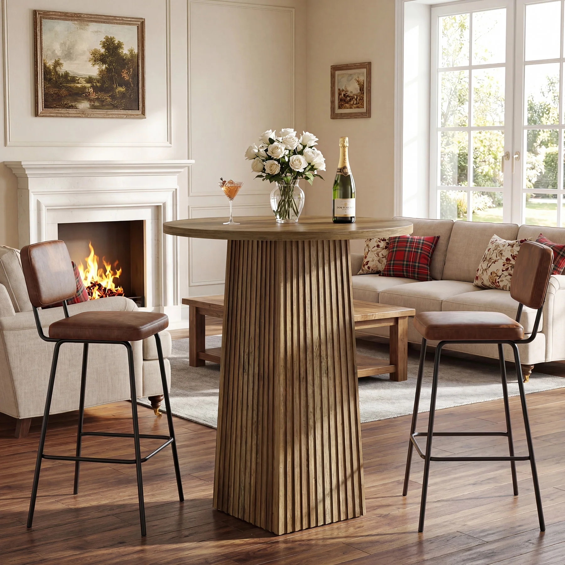 Round Bar Table,  31.5" Pub Table Dining Table for Dining Room, Kitchen - Image 3