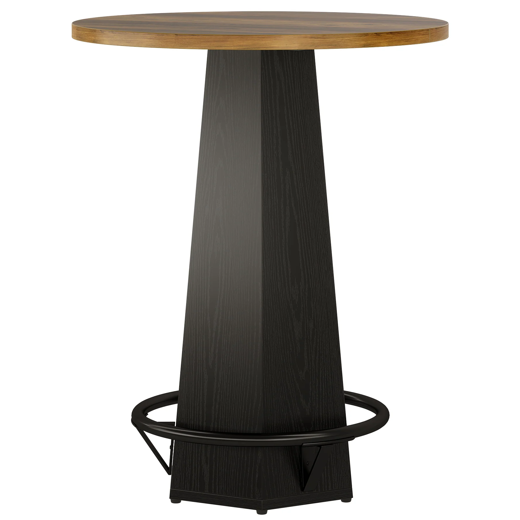 Round Bar Table, 39.4" H Bistro Pub Cocktail Table with Metal Footrest - Image 11