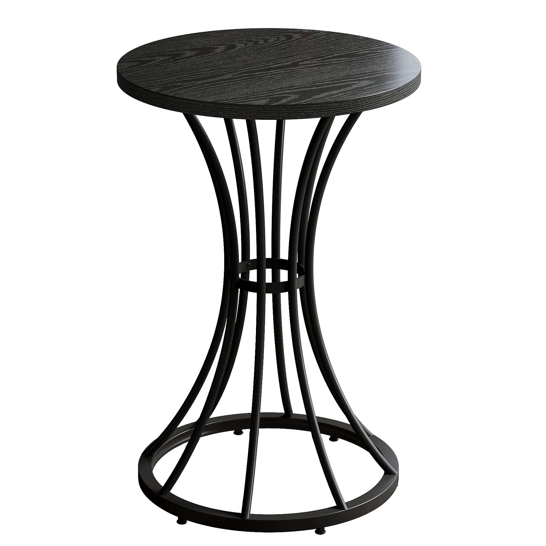 37.4" H Round Bar Table for 2, Farmhouse Cocktail Table with Curved Metal Base - Image 10