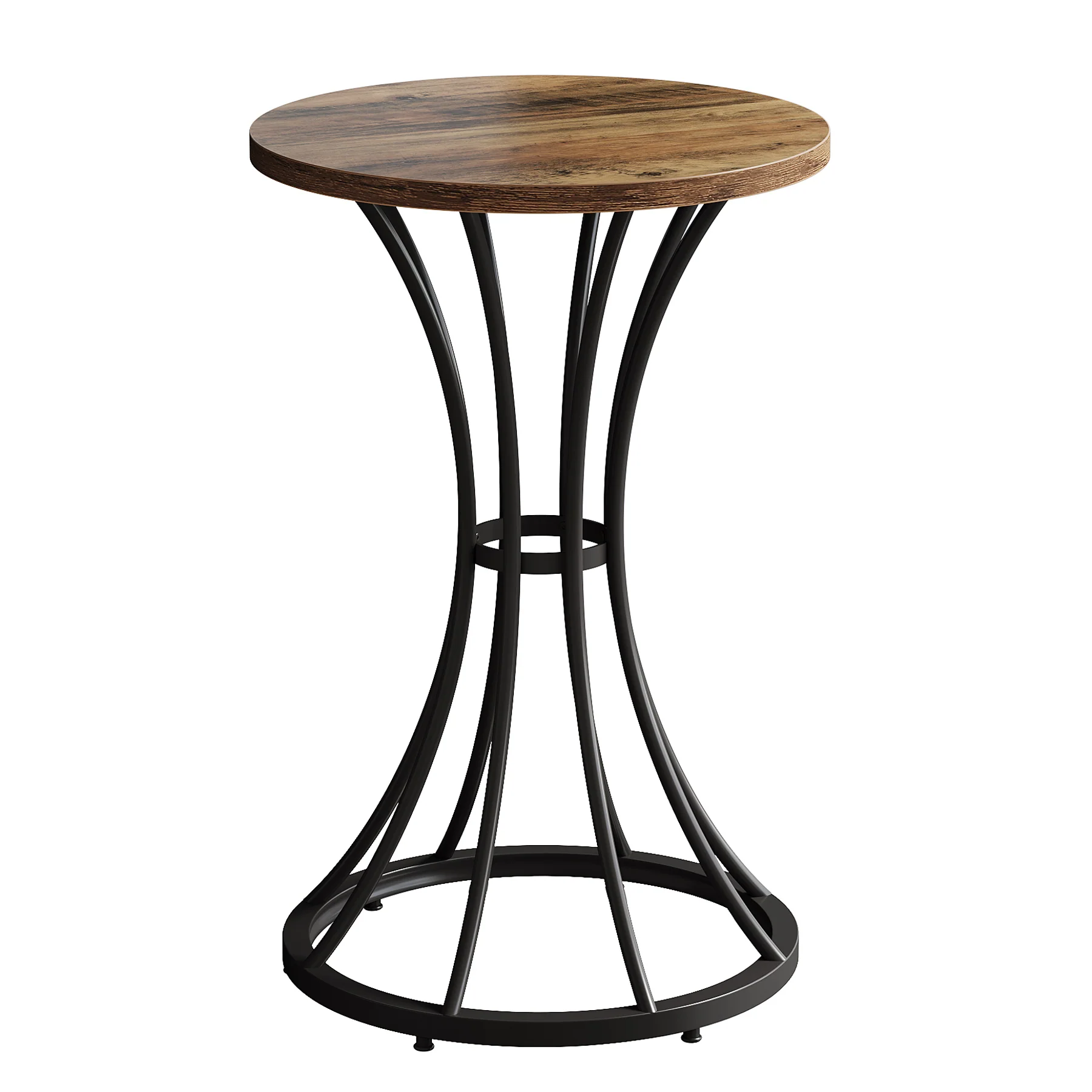 37.4" H Round Bar Table for 2, Farmhouse Cocktail Table with Curved Metal Base - Image 11