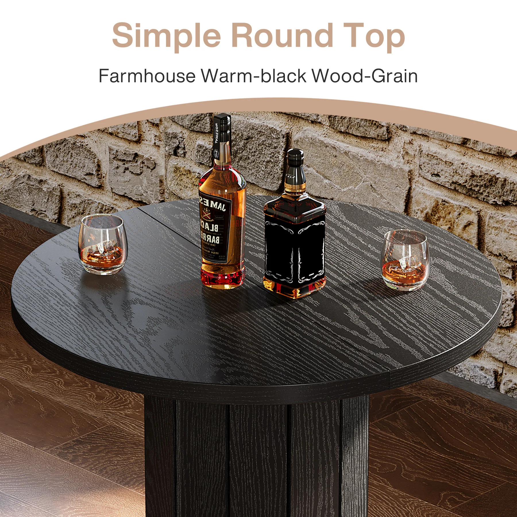 31" Bar Table, Round Bistro Pub Table with Footrest for Dining Coffee Cocktail(Only Table) - Image 15