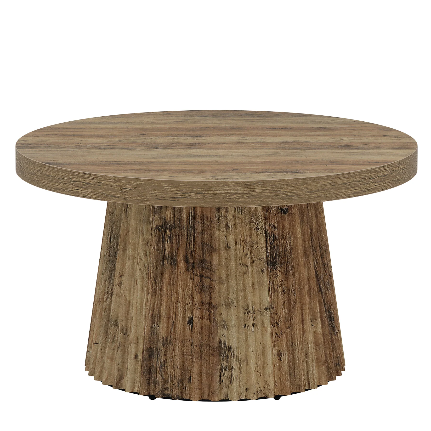 Round Coffee Table, 31.5" Circle Center Table with Fluted Drum Base - Image 9
