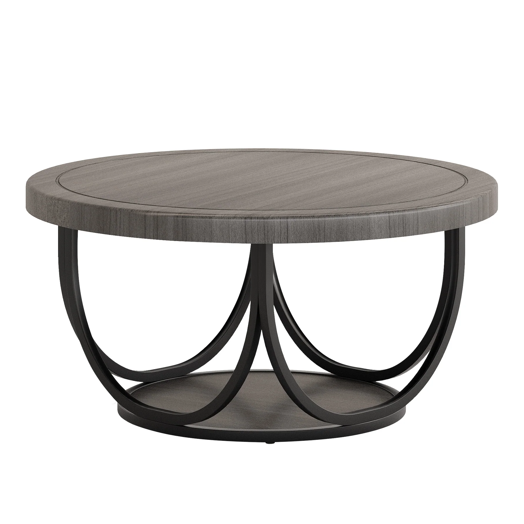 31.5" Round Coffee Table with Storage Shelf, Cocktail Table For Living Room - Image 10