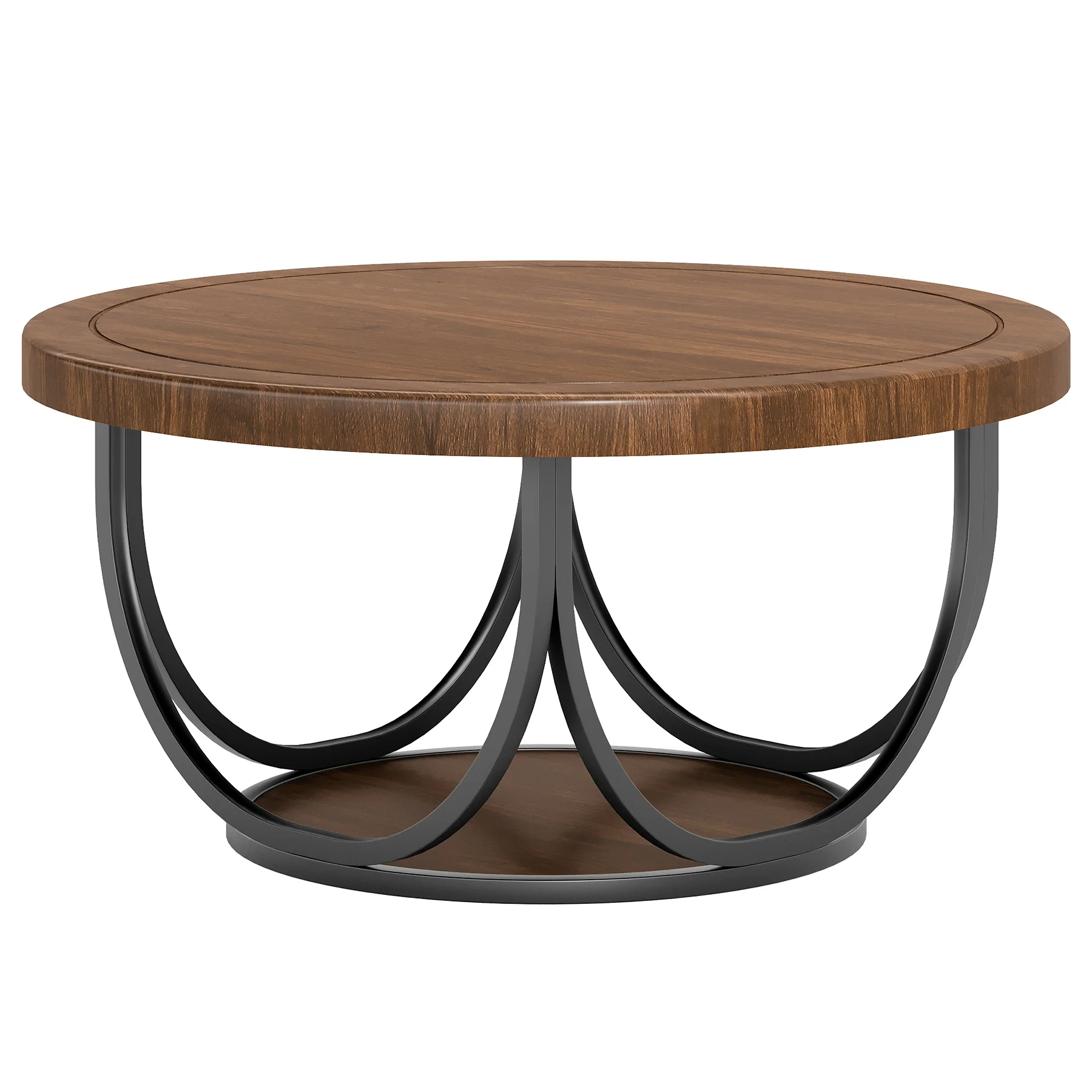 31.5" Round Coffee Table with Storage Shelf, Cocktail Table For Living Room - Image 11