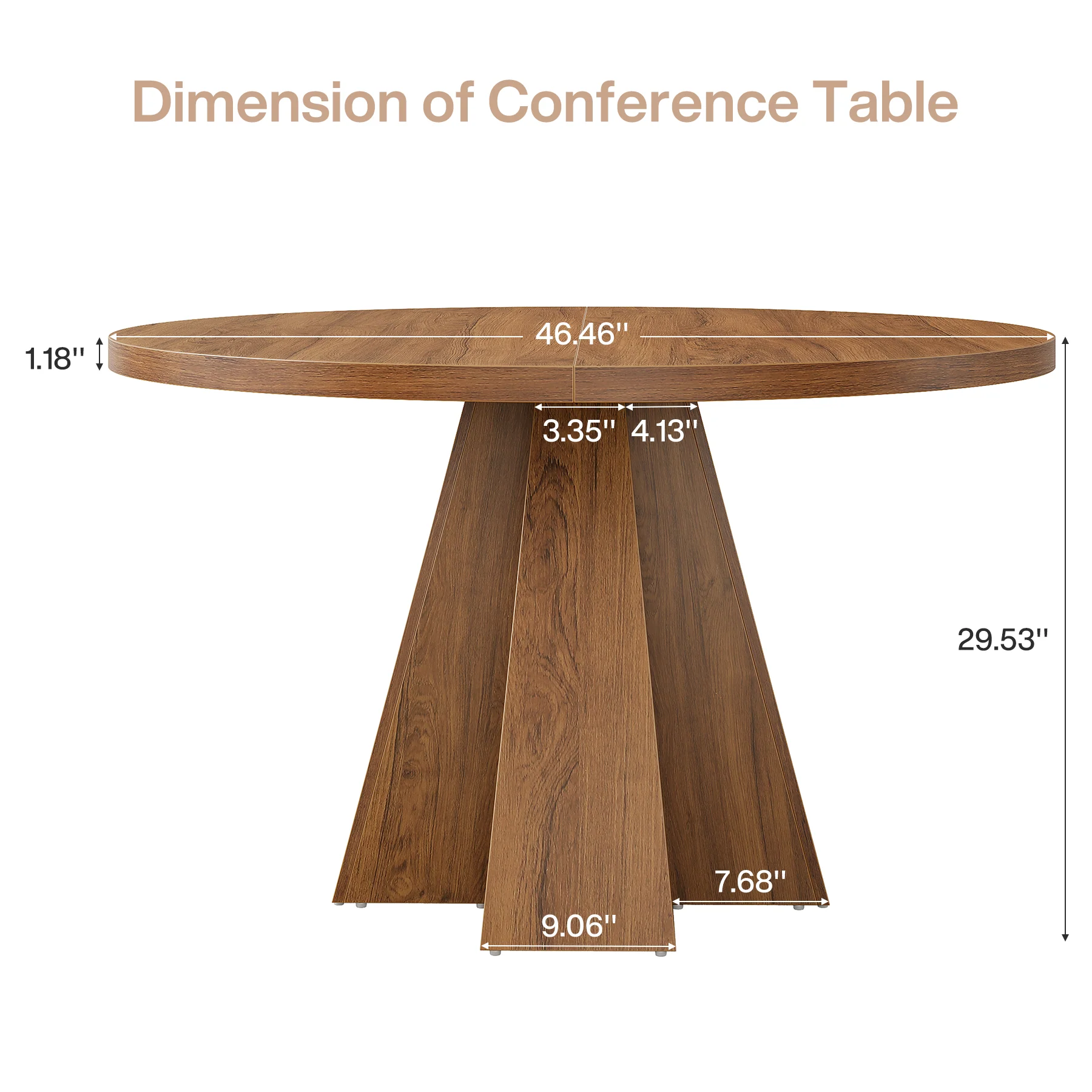 Round Conference Table, Small Meeting Table with Thickened Tabletop - Image 2