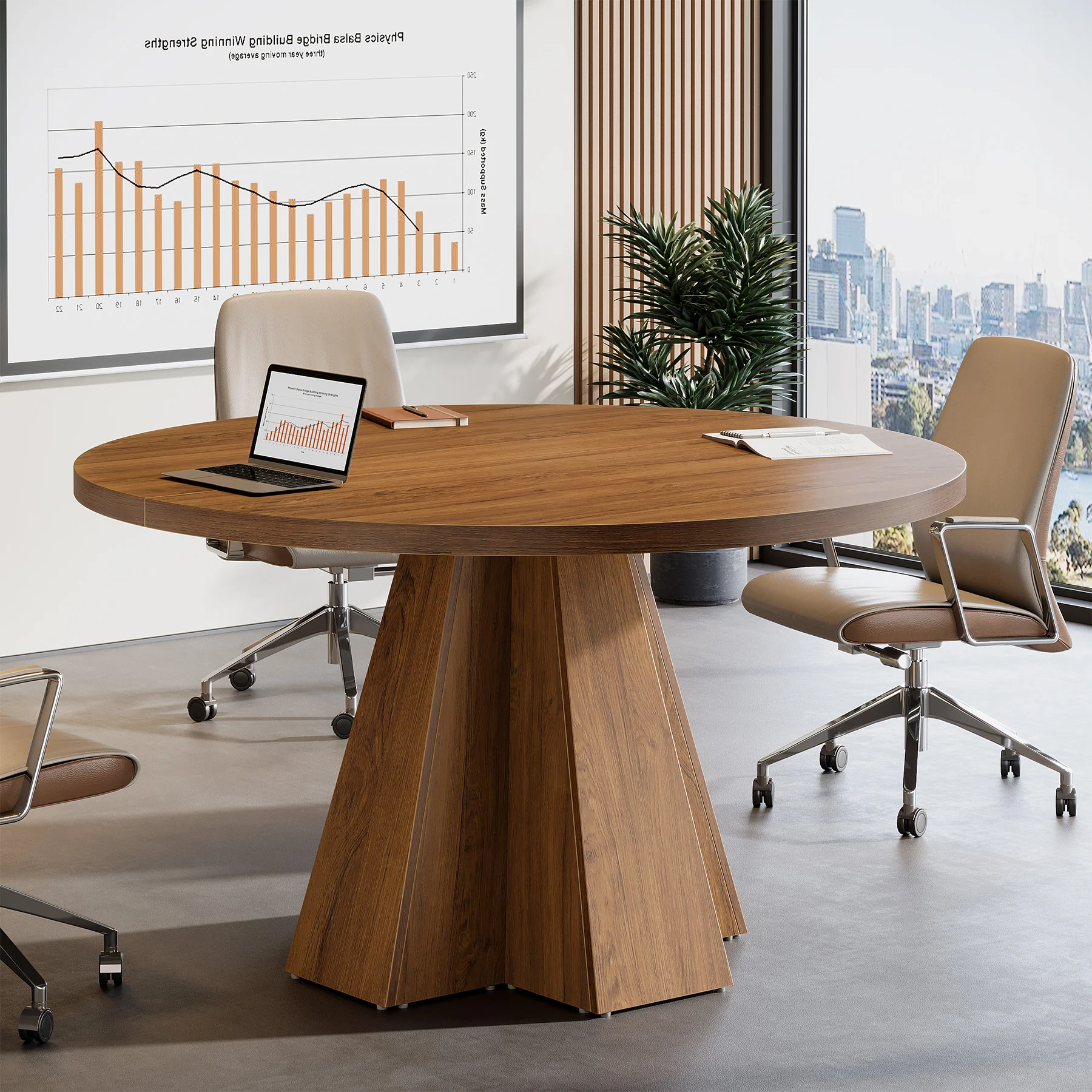 Round Conference Table, Small Meeting Table with Thickened Tabletop - Image 4