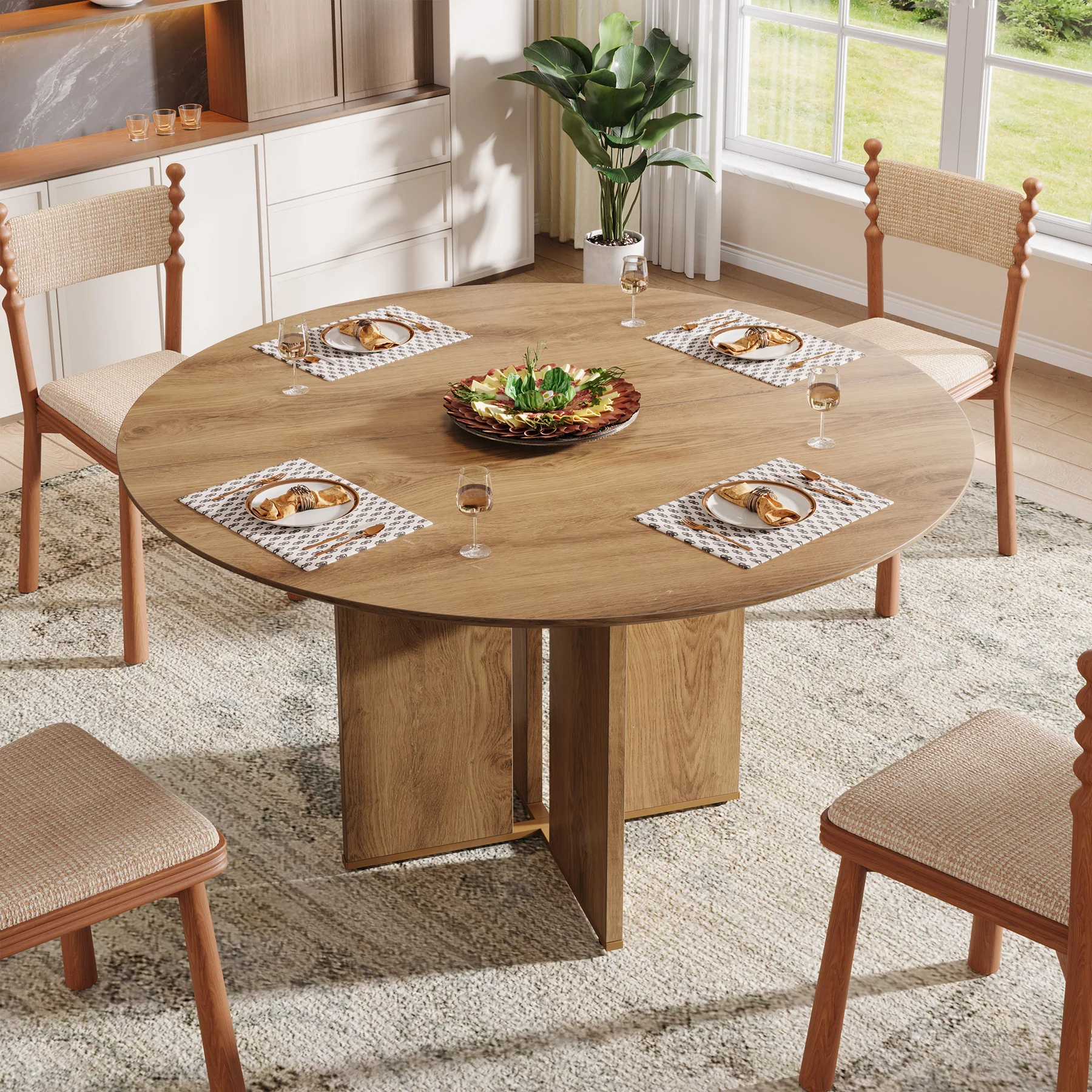 Round Dining Table, 39.37" Kitchen Table with Lower Storage Shelf - Image 4