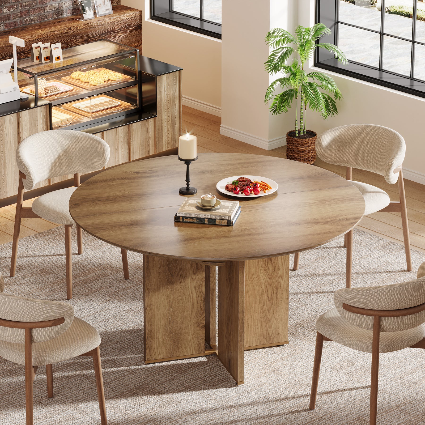Round Dining Table, 39.37" Kitchen Table with Lower Storage Shelf - Image 6